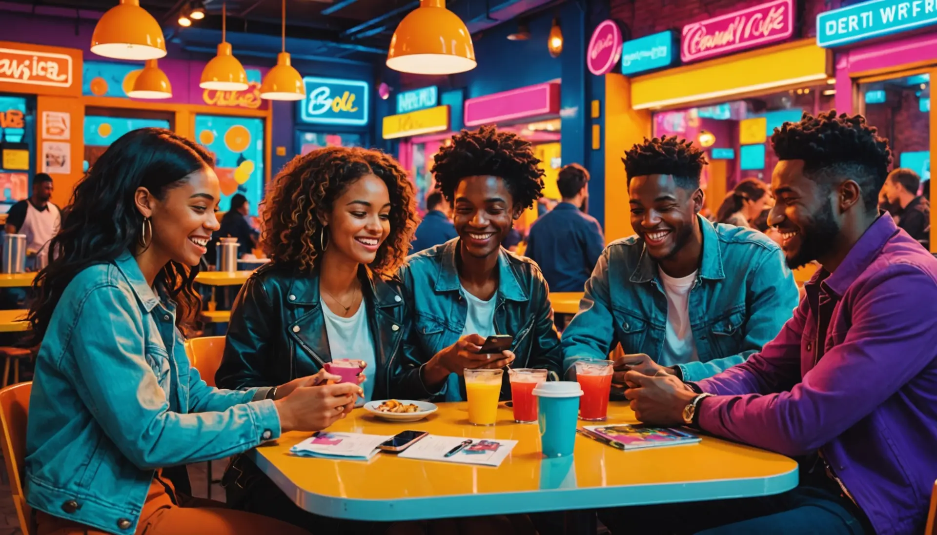 Editorial illustration showing the phrase doze meaning slang with speakers nodding off and someone texting 'don't doze' in a lively scene