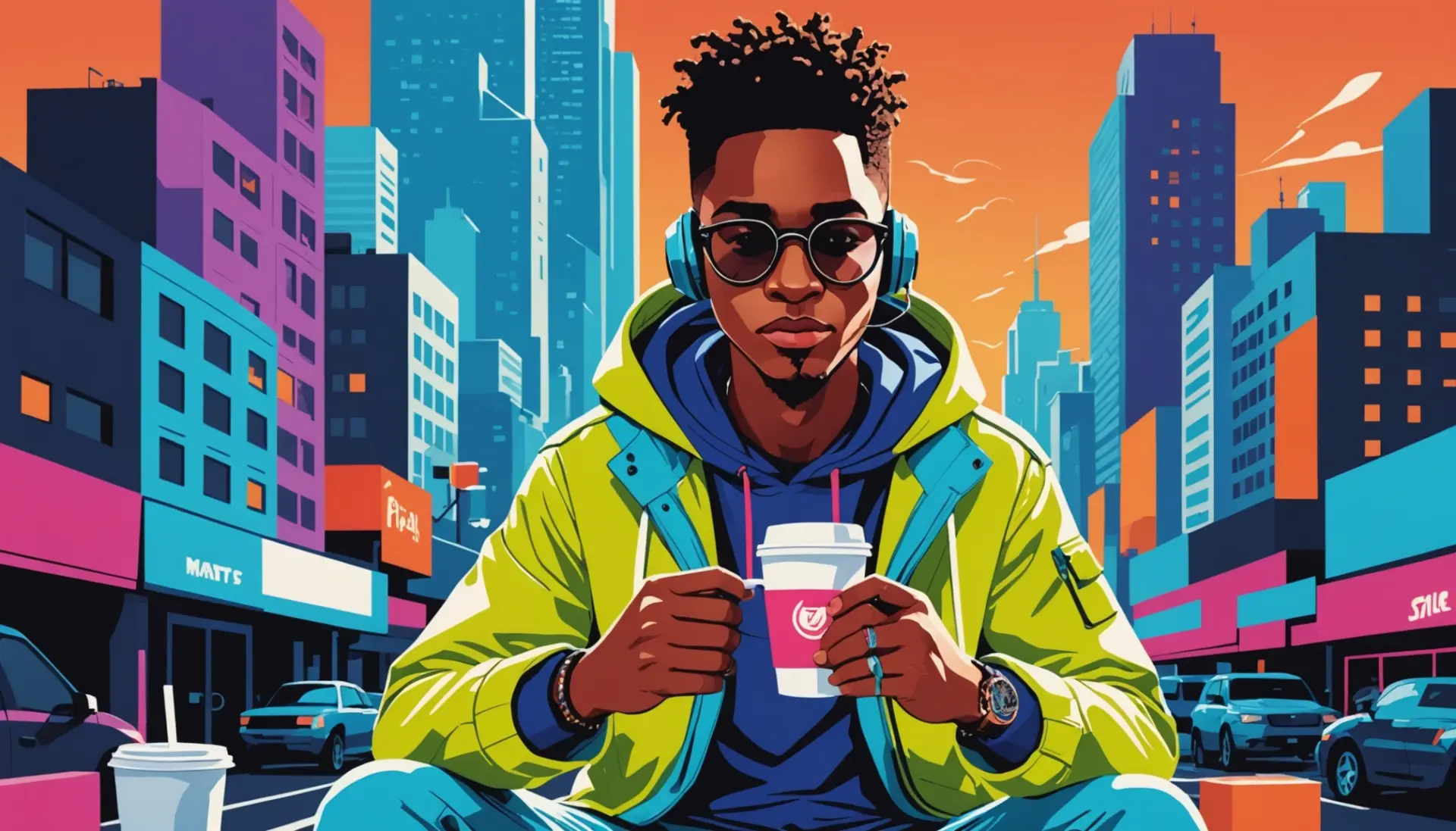 Editorial illustration showing spork meaning slang as a hybrid utensil-person hybrid, symbolizing mixed identity and culture