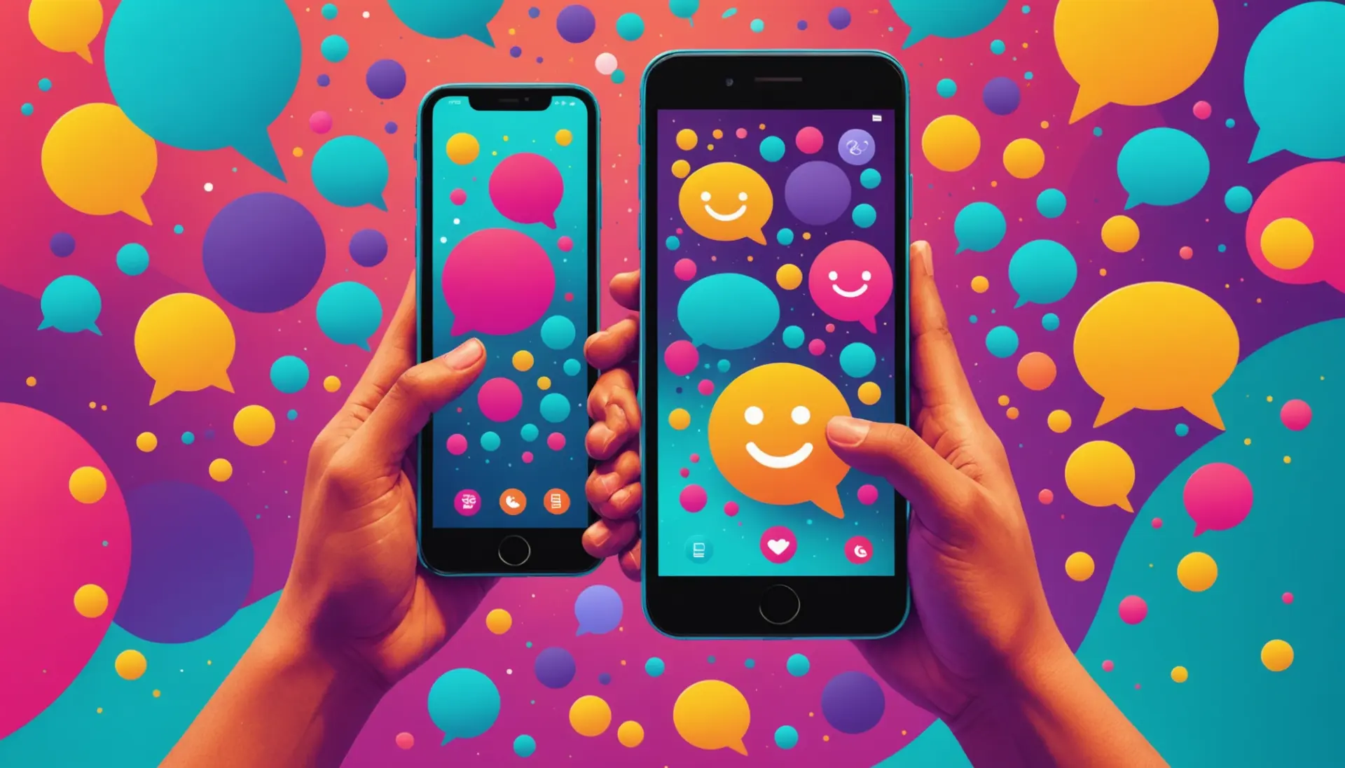 Editorial illustration showing a phone and chat bubbles with the phrase 'what does lmsyd mean in text' hinted at in composition