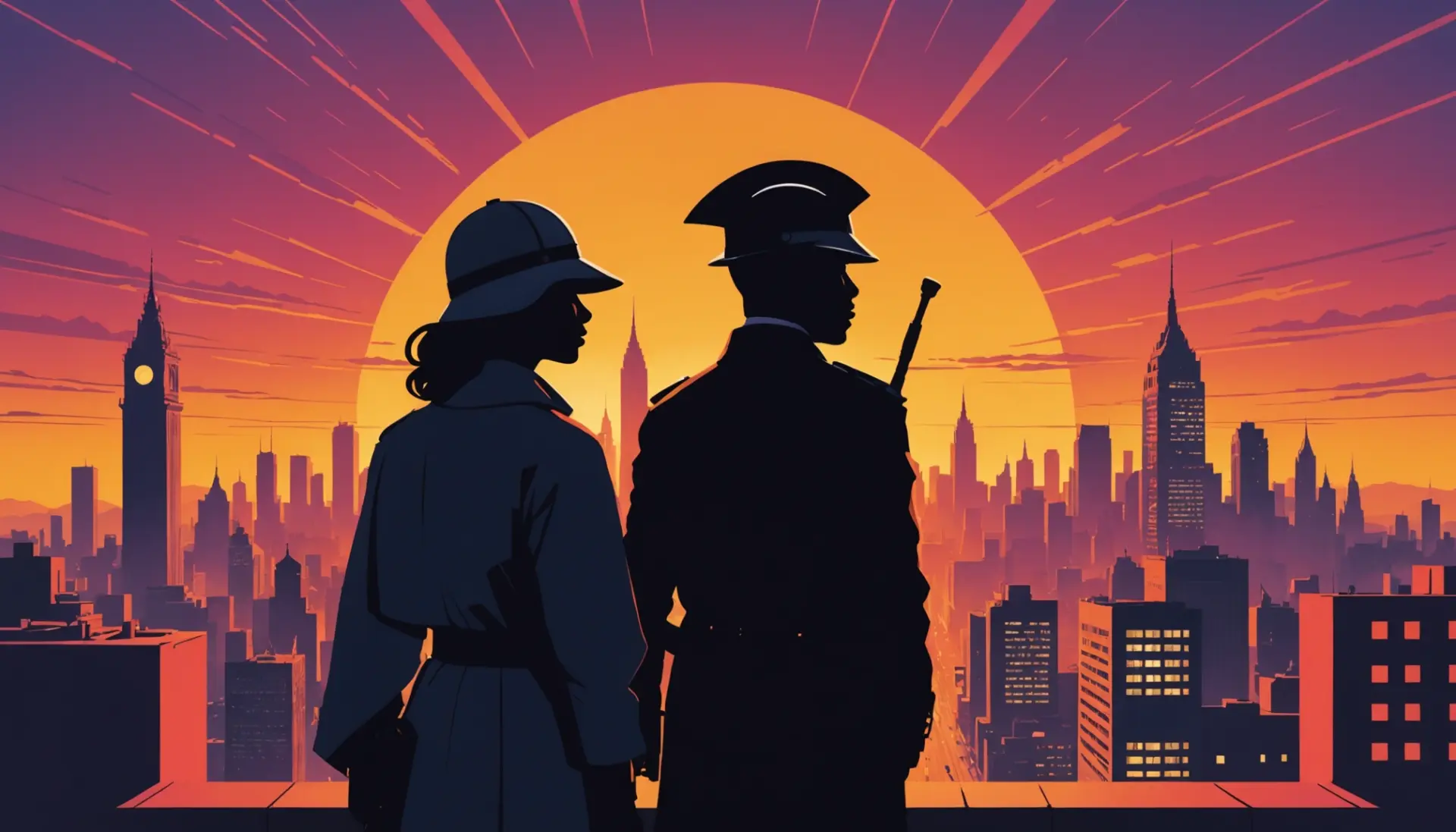 Editorial illustration depicting the phrase what does give no quarter mean with a symbolic clash of silhouettes, no text