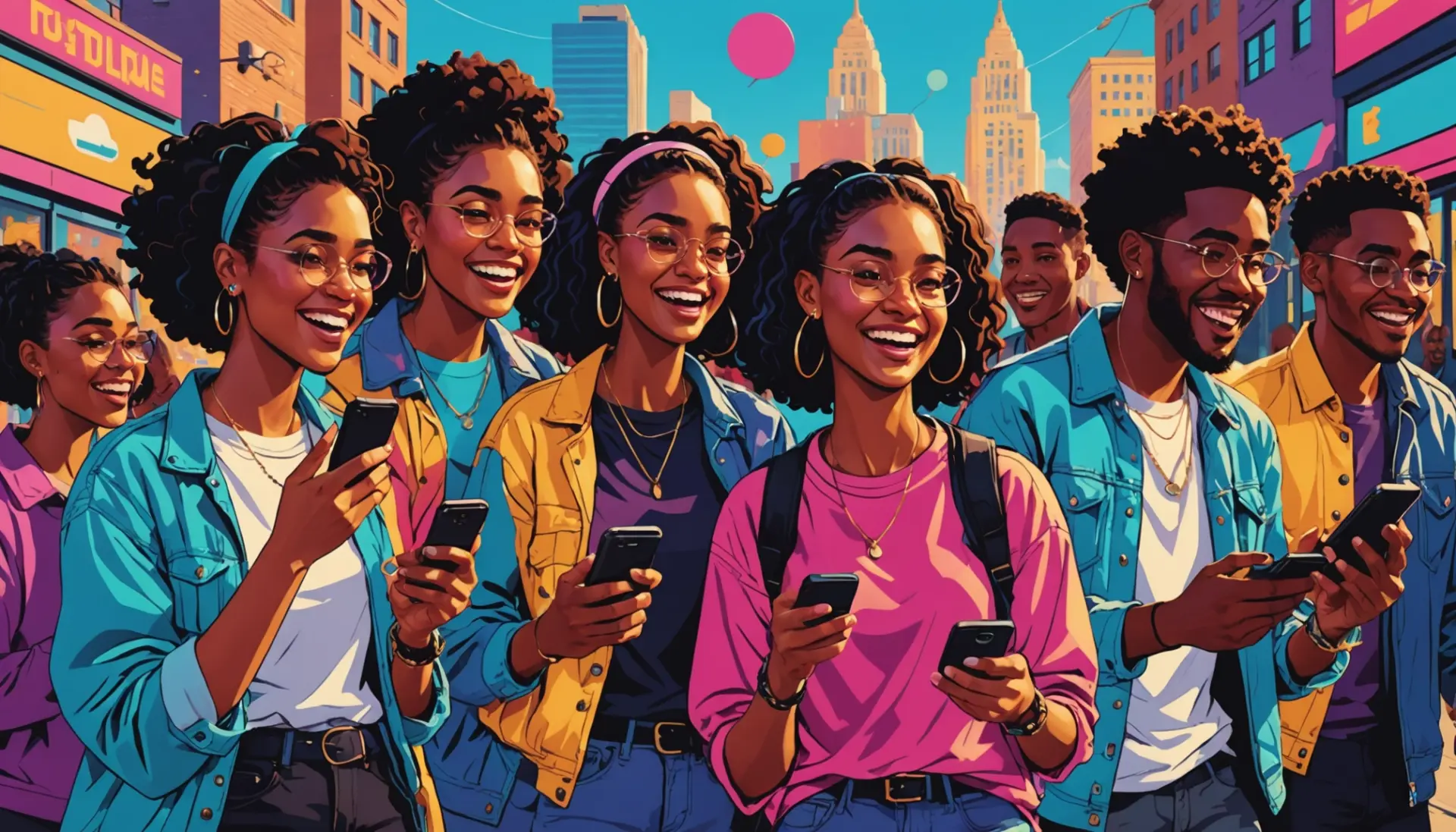Editorial illustration showing people texting and asking what does fym mean texting