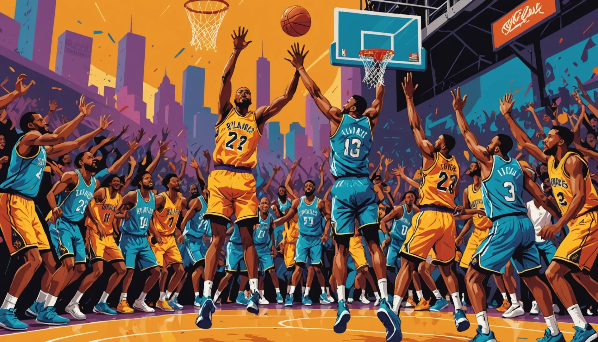 Energetic crowd and shooter illustrating slang for 3 point shot