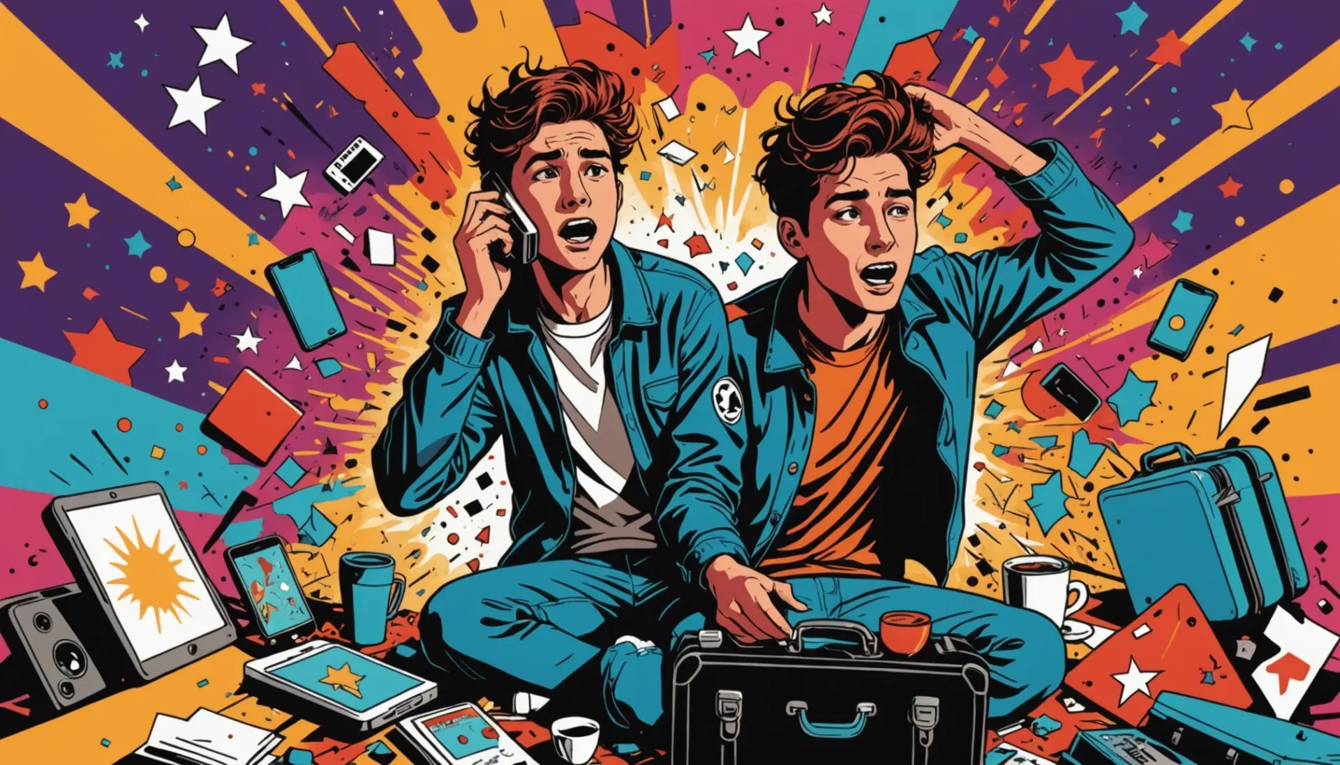 Editorial illustration showing the phrase what does whammy mean as a visual concept with chaotic and lucky symbols