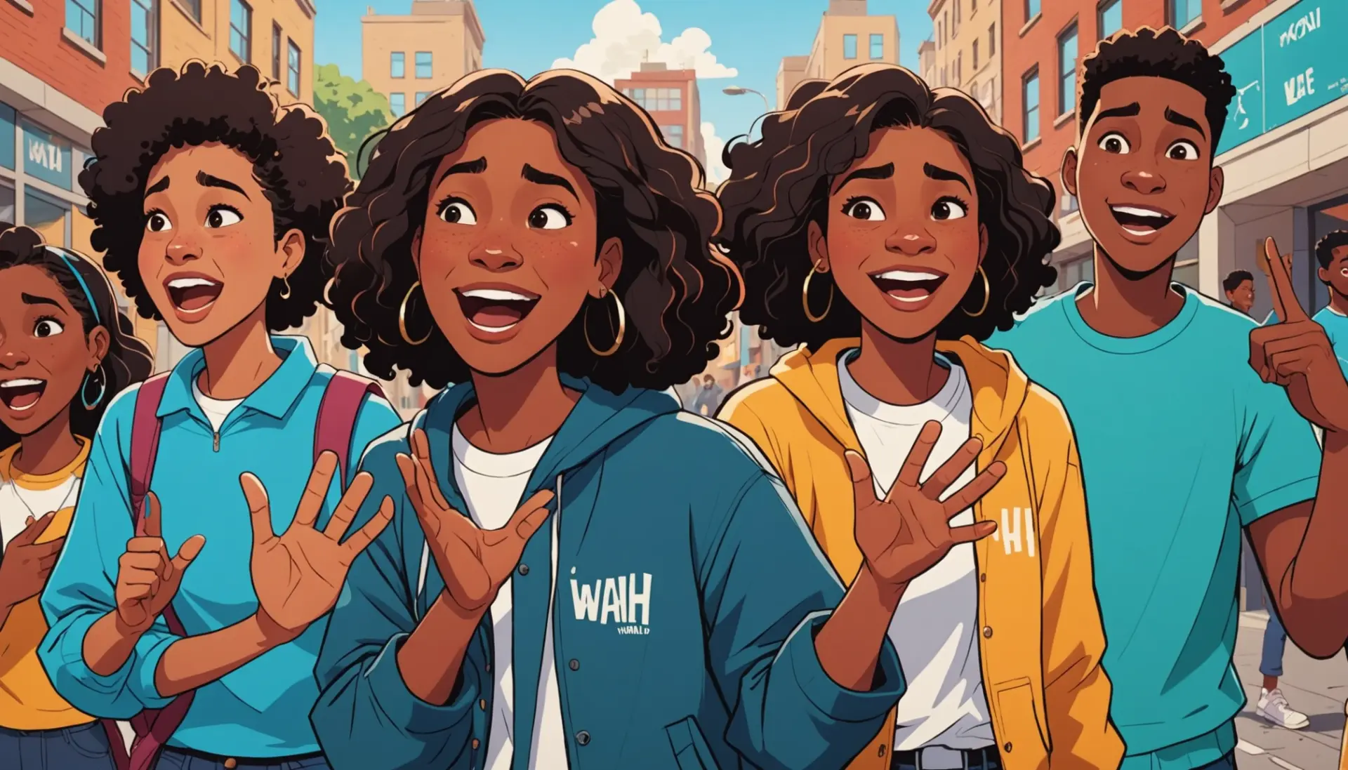 Editorial illustration showing people expressing wah slang with speech bubbles, featuring 'wah slang' energy