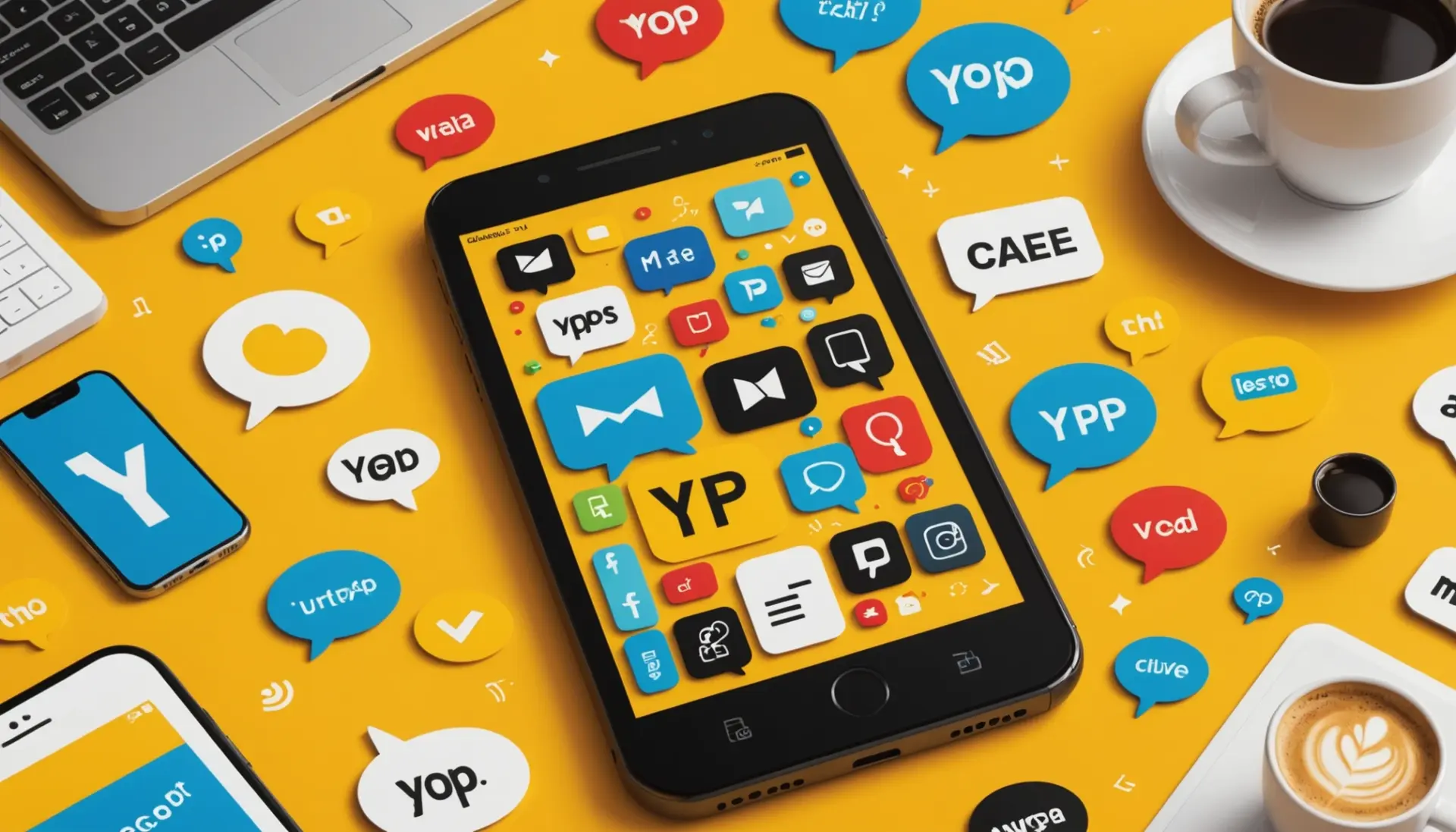 Editorial illustration showing texting bubbles asking what does yp mean in text