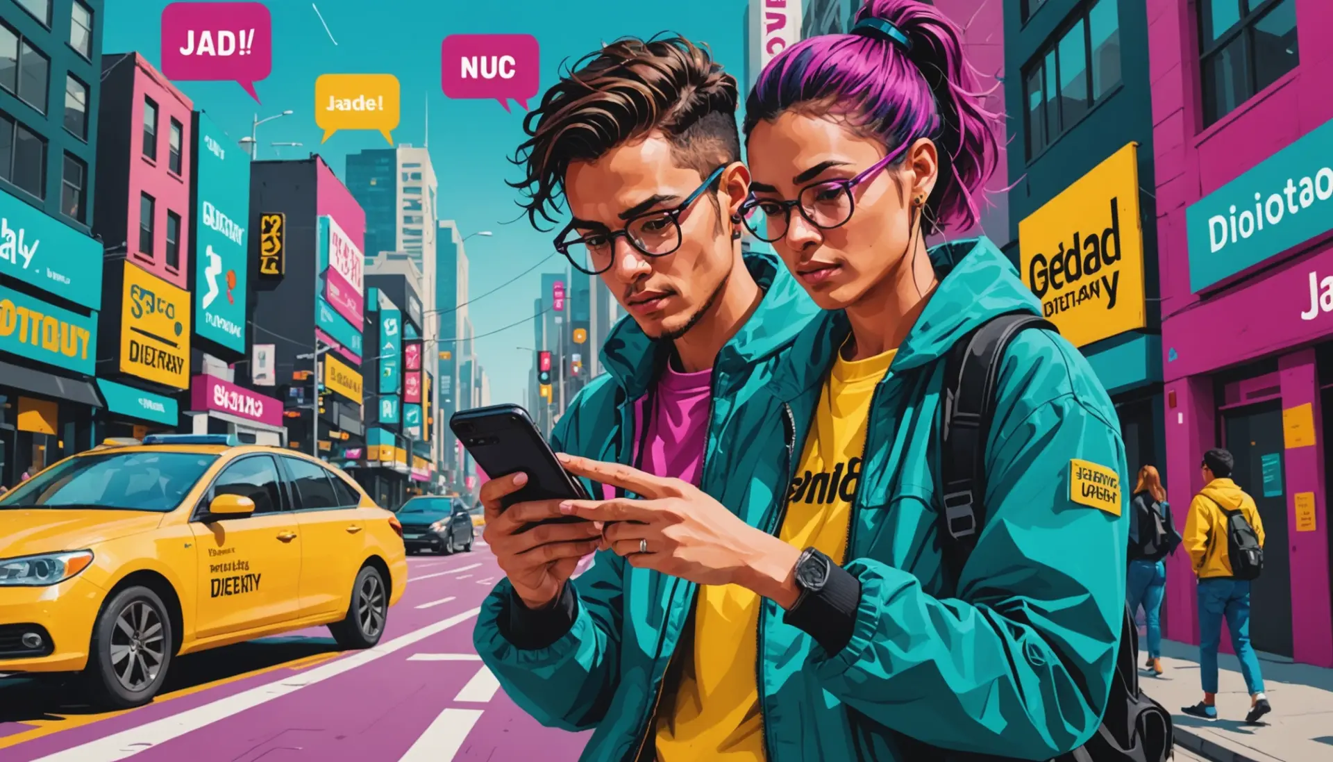 Editorial illustration showing the phrase jaded urban dictionary highlighted in a search results page