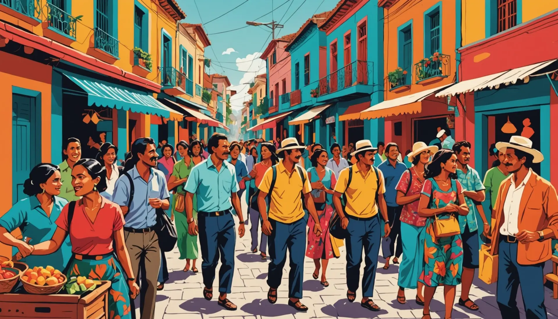 Editorial illustration showing people in a city labeled with diverse reactions to the term gringo meaning slang