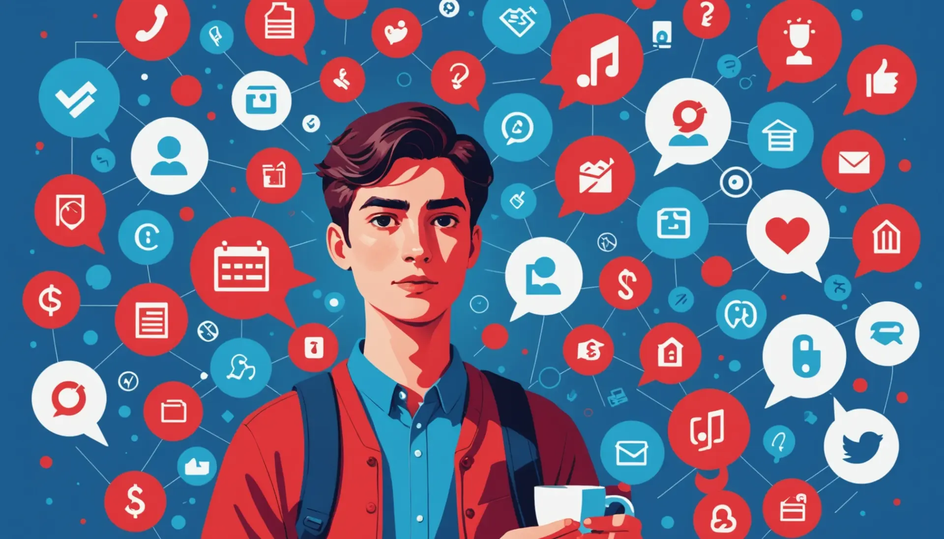 Editorial illustration showing a person shrugging with the phrase what does wishy washy mean slang vibe