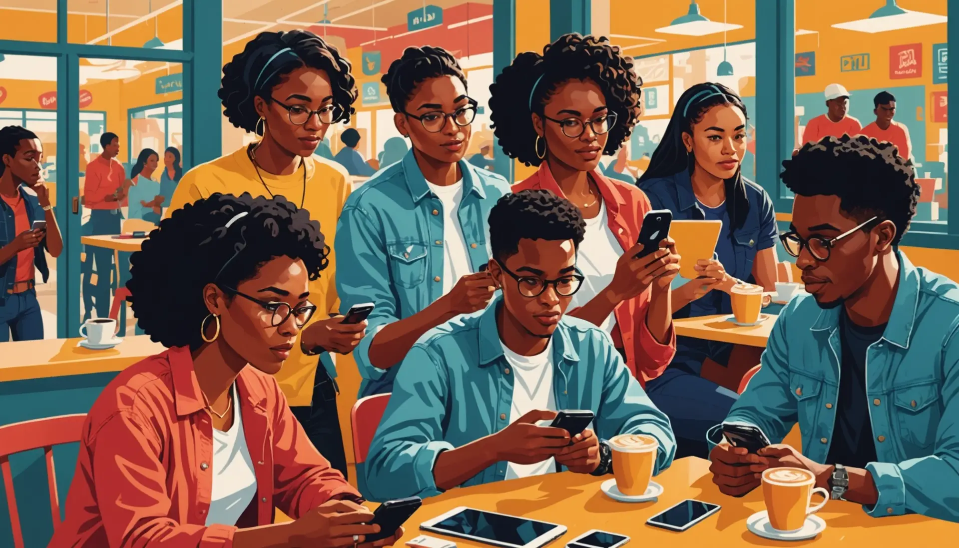 Editorial illustration showing people reacting to the phrase mongol meaning slang