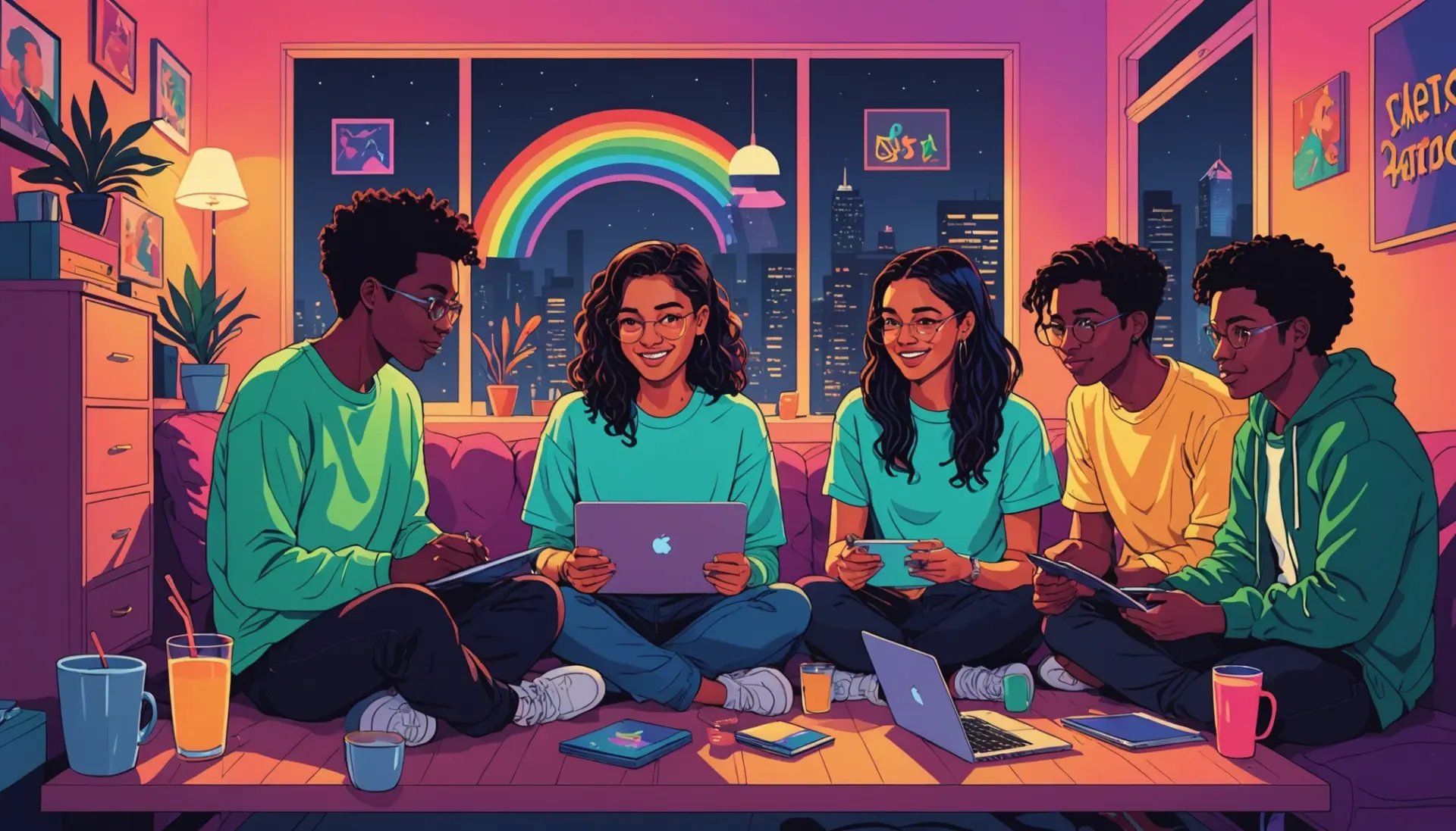 Editorial illustration about rainbow kissing urban dictionary scene