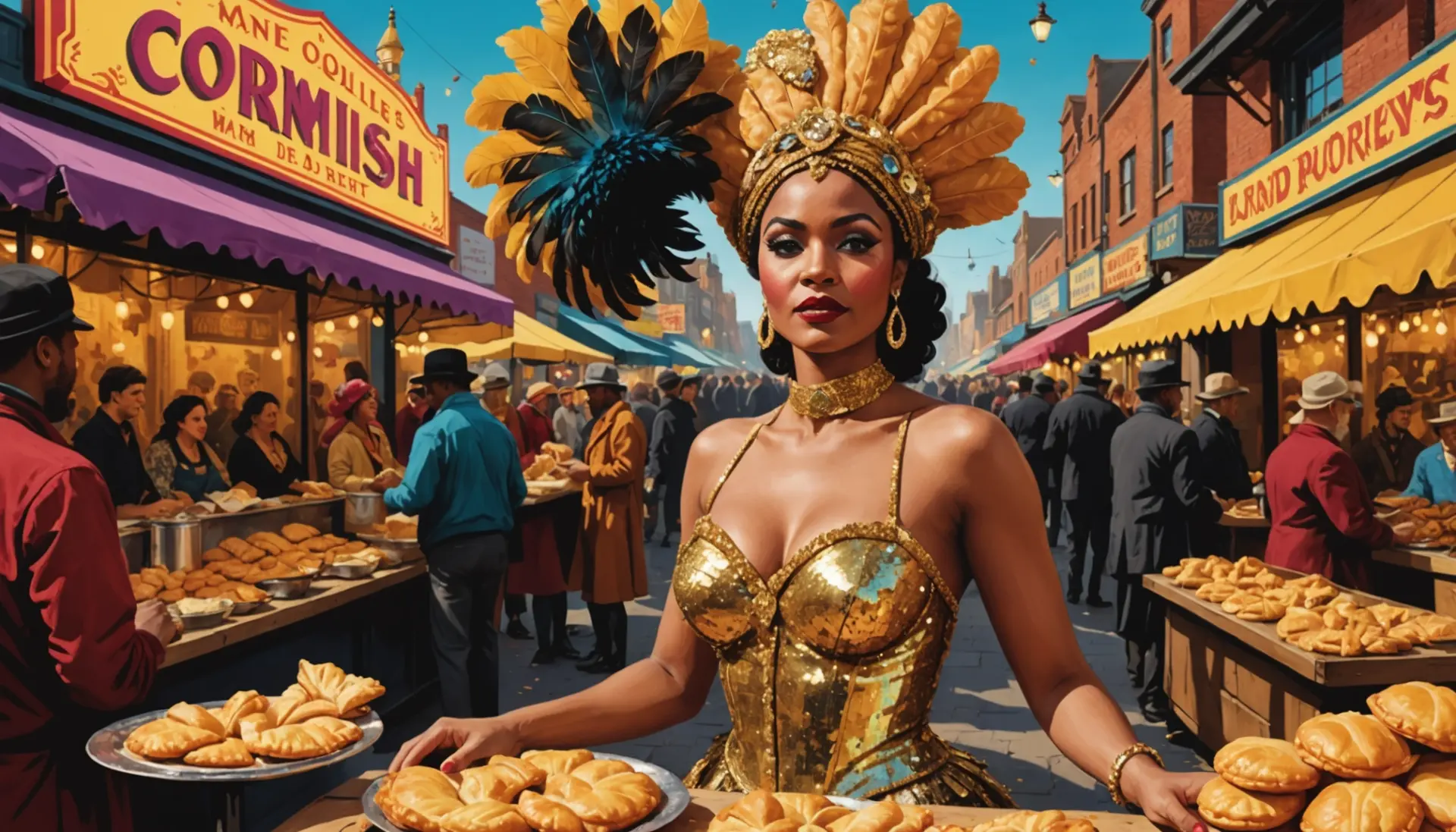 Editorial illustration of burlesque and pastry motifs with the phrase pasties urban dictionary in mind