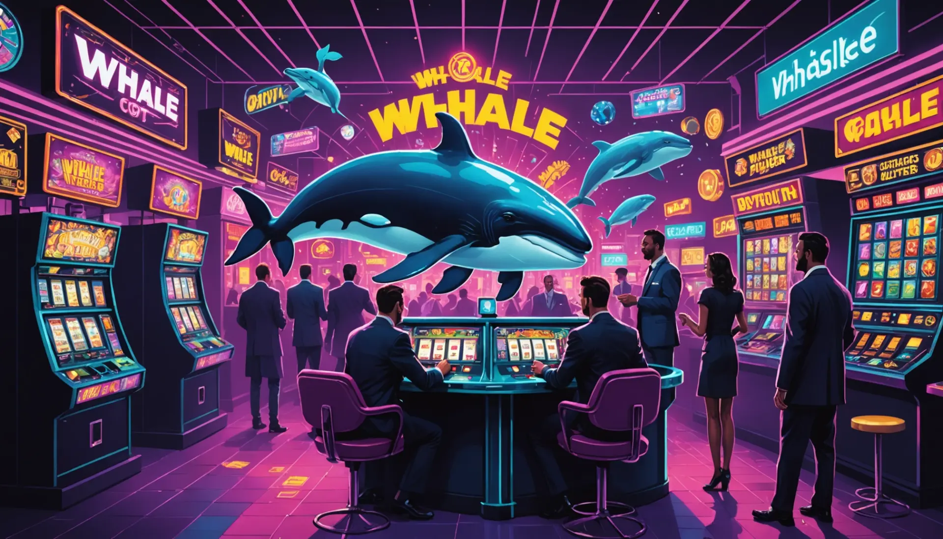Illustration showing people representing 'whale urban dictionary' slang meanings