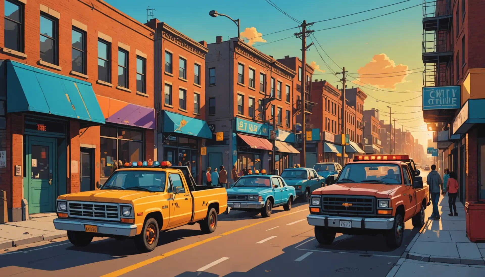 Illustration showing a tow truck hauling a car, reflecting what does tow mean