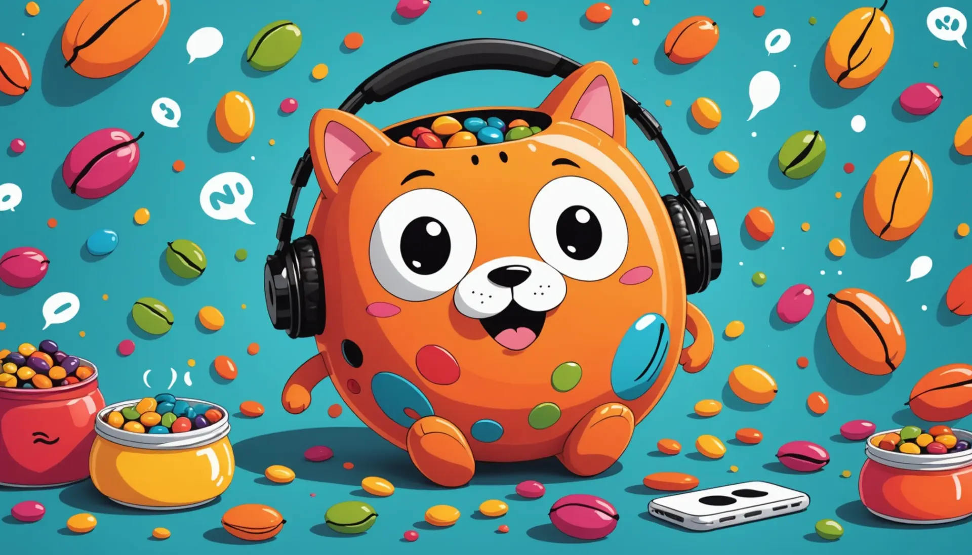 Editorial illustration showing the phrase what does beans mean in slang with playful bean characters and internet culture icons