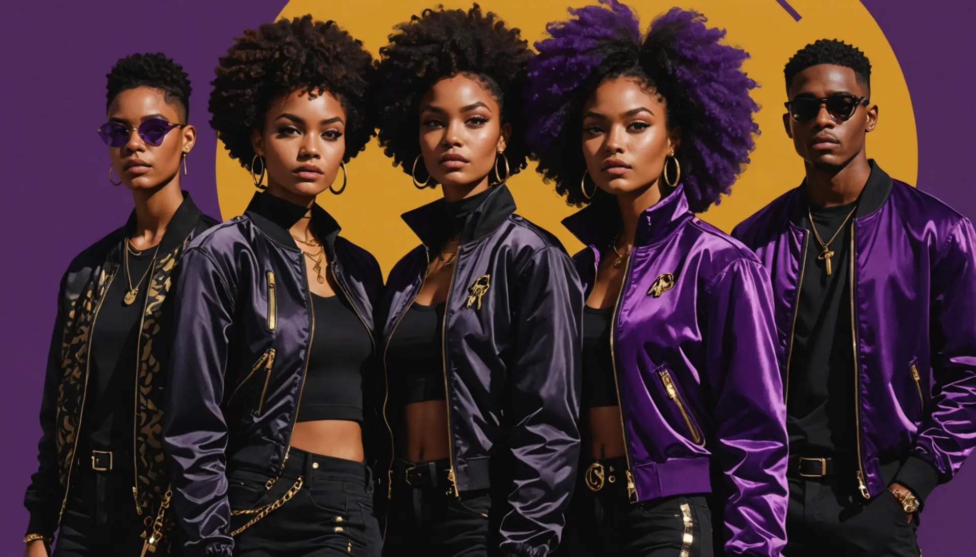 Editorial illustration of people embodying panther energy, representing what does panther mean in slang