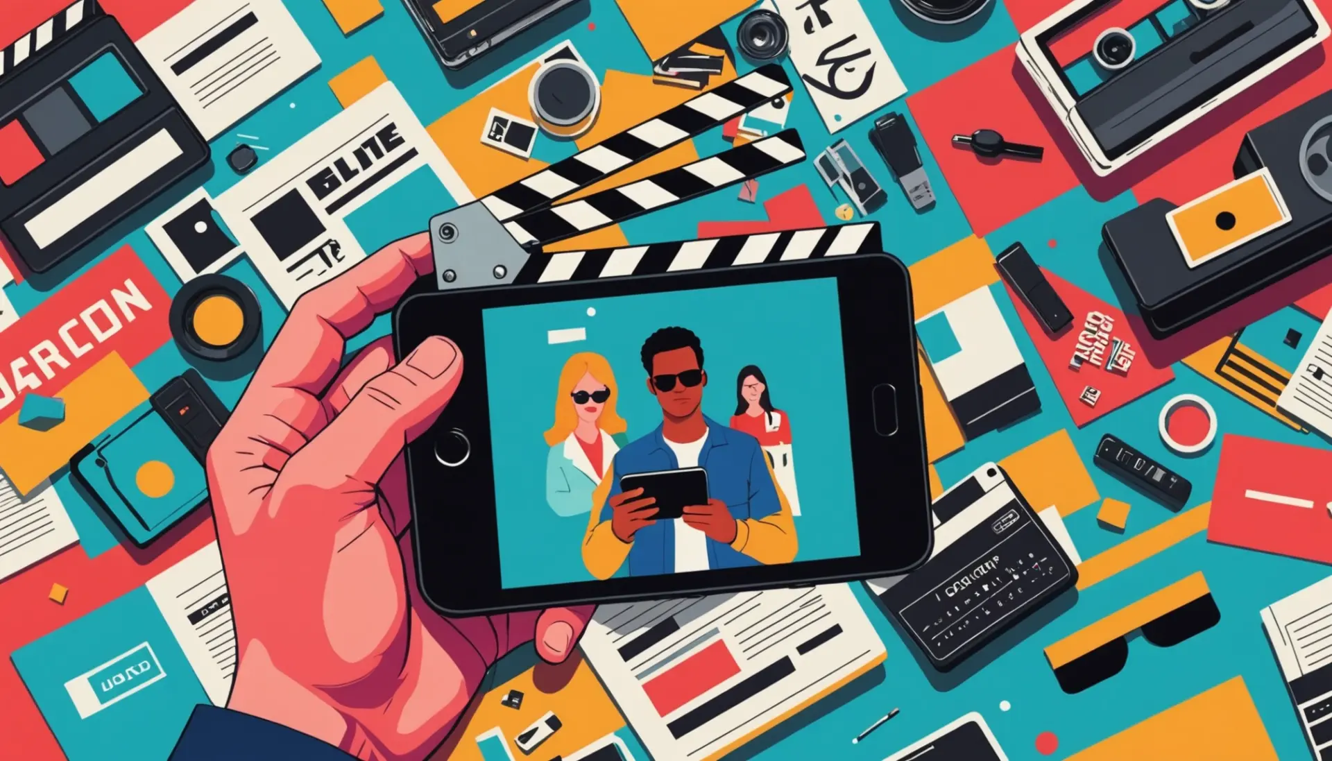 Editorial illustration about what does meta mean showing self-referential media