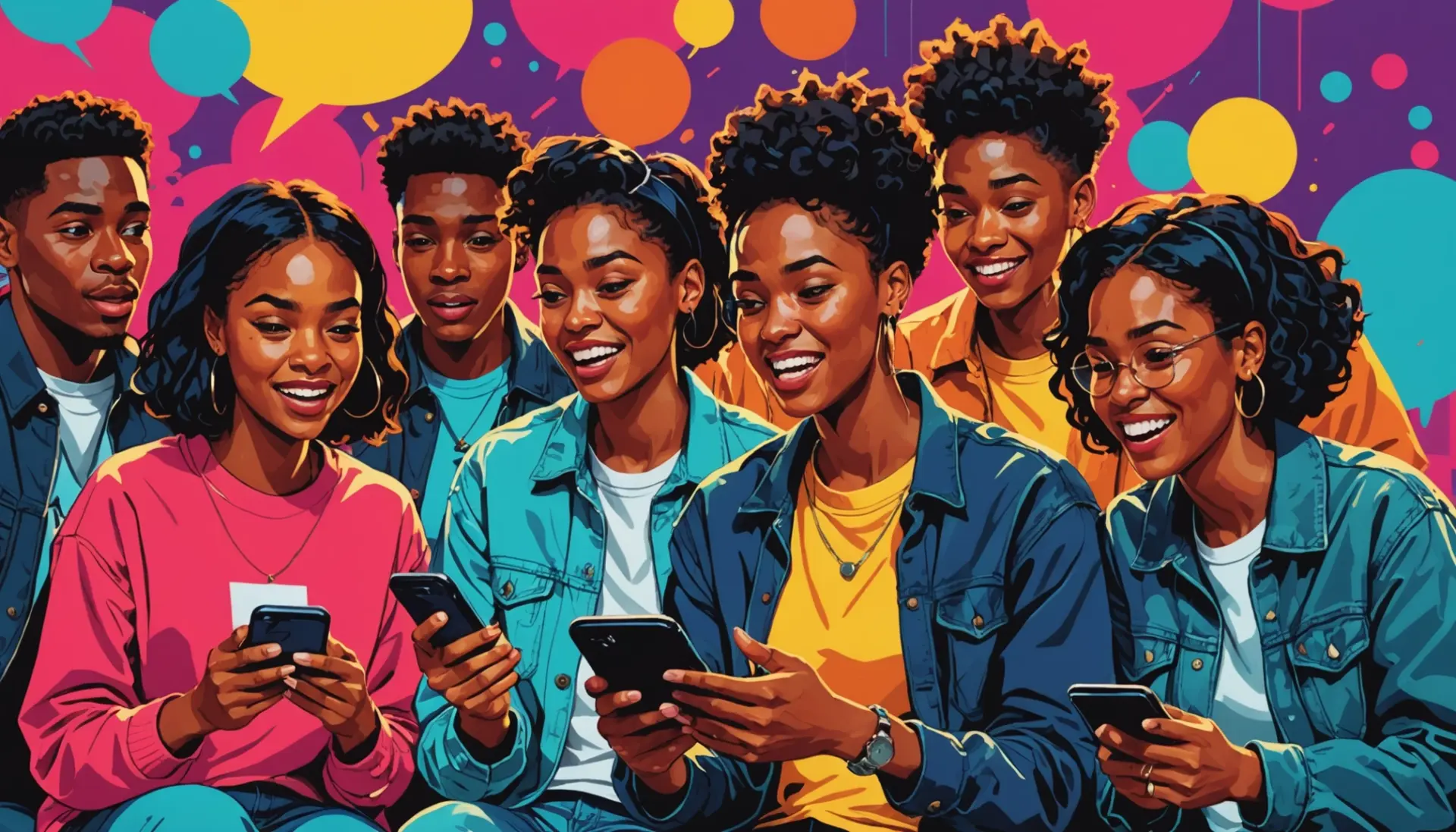 Editorial illustration of people reacting to Alabama hotpocket urban dictionary on their phones