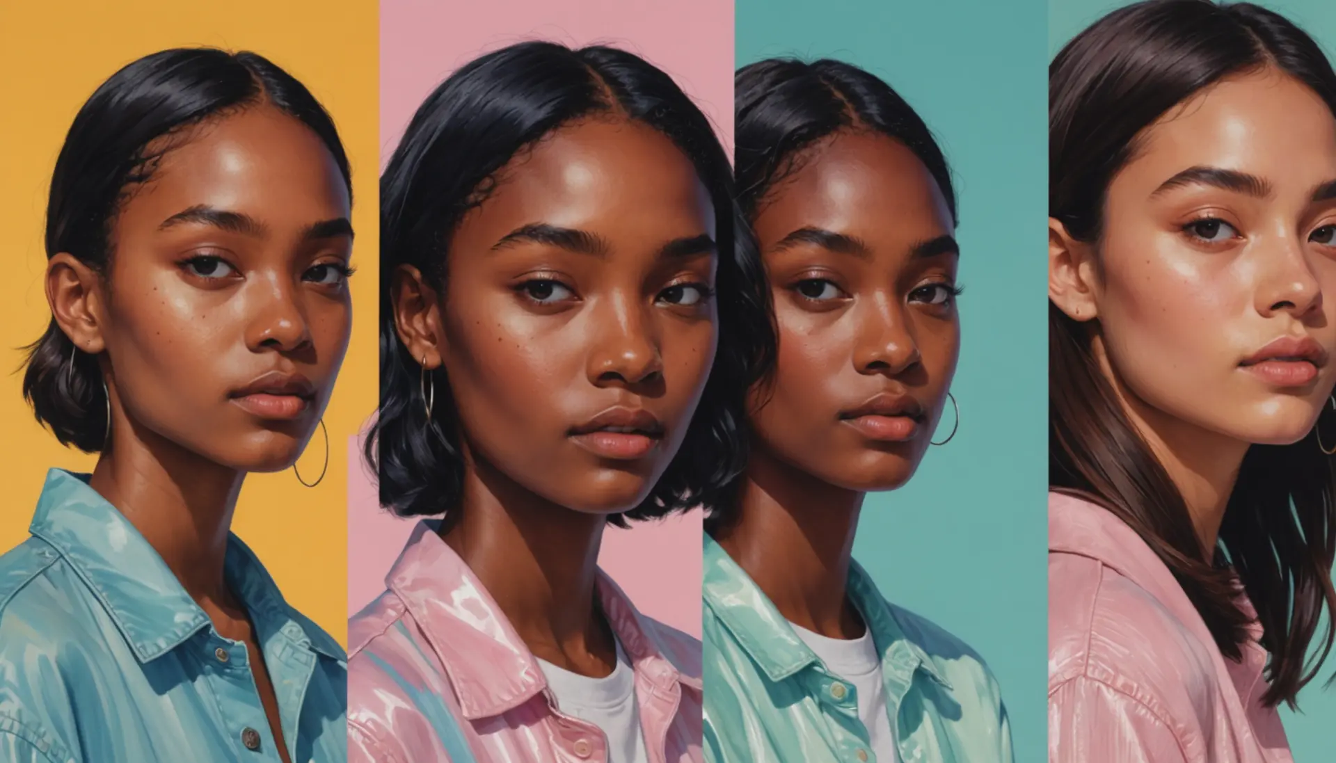 Editorial illustration of people demonstrating different uses of glazing slang: someone staring, someone looking dazed, and a shiny skincare aesthetic, representing what does glazing slang mean