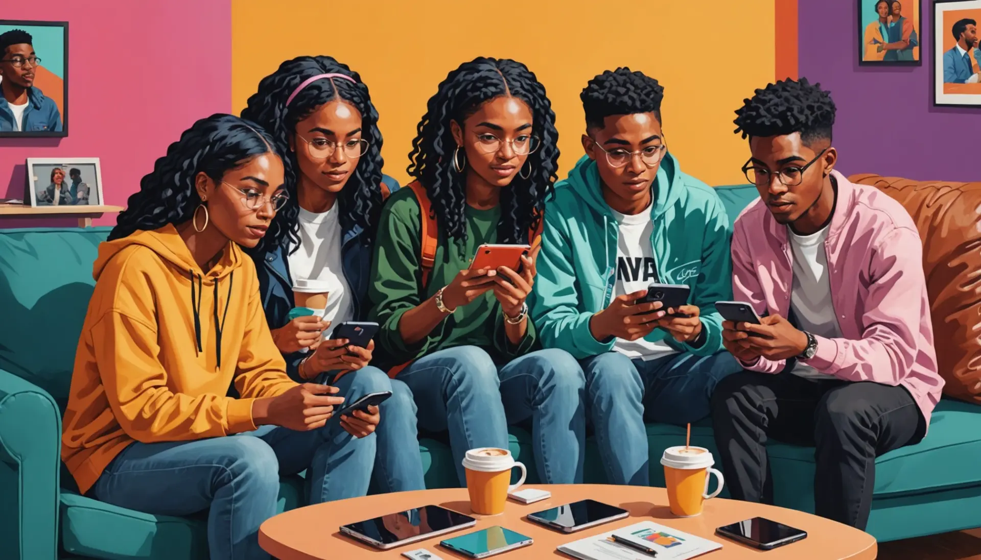 Illustration showing people texting and a browser with the phrase what does dsl mean urban dictionary highlighted