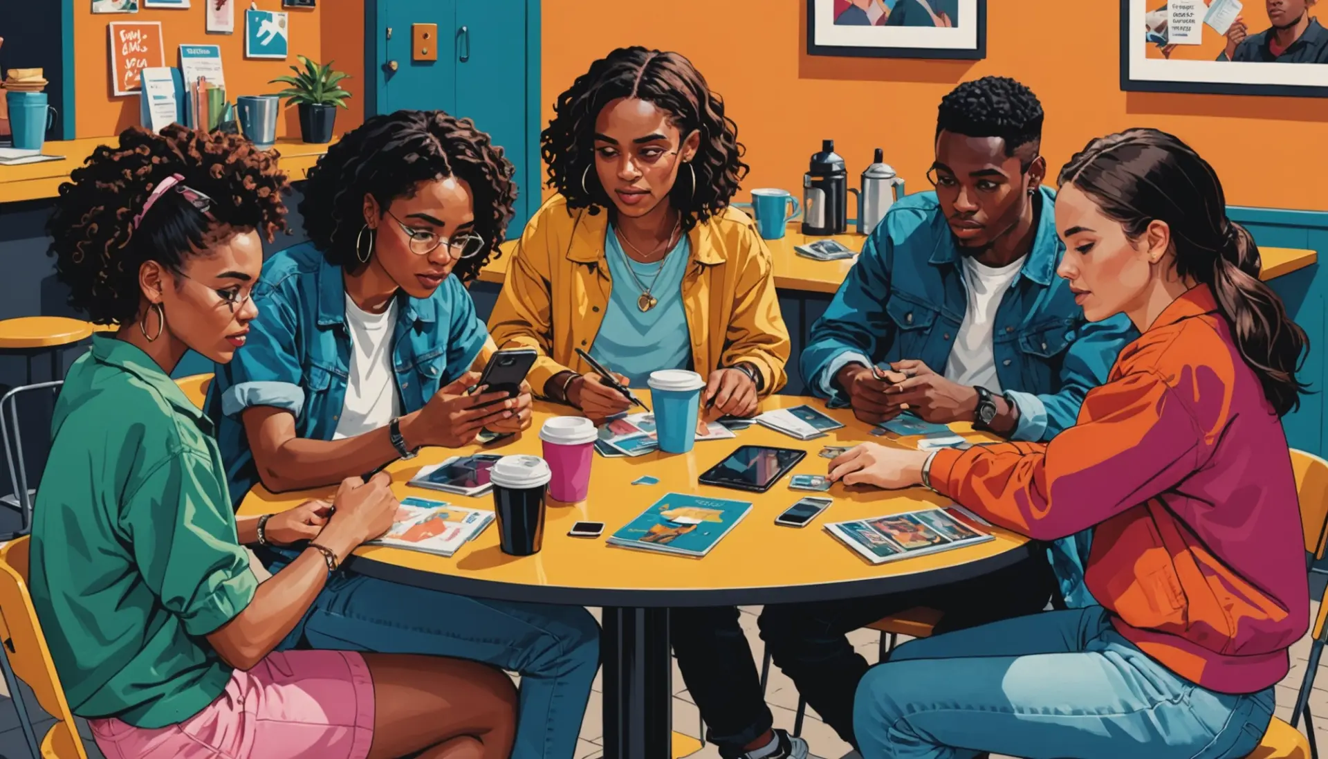 Editorial illustration showing people exchanging screenshots, highlighting the phrase catch print slang