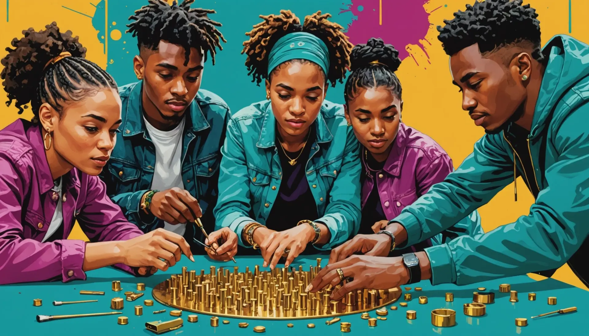 Illustration showing people saying what does brass tacks mean while getting down to brass tacks