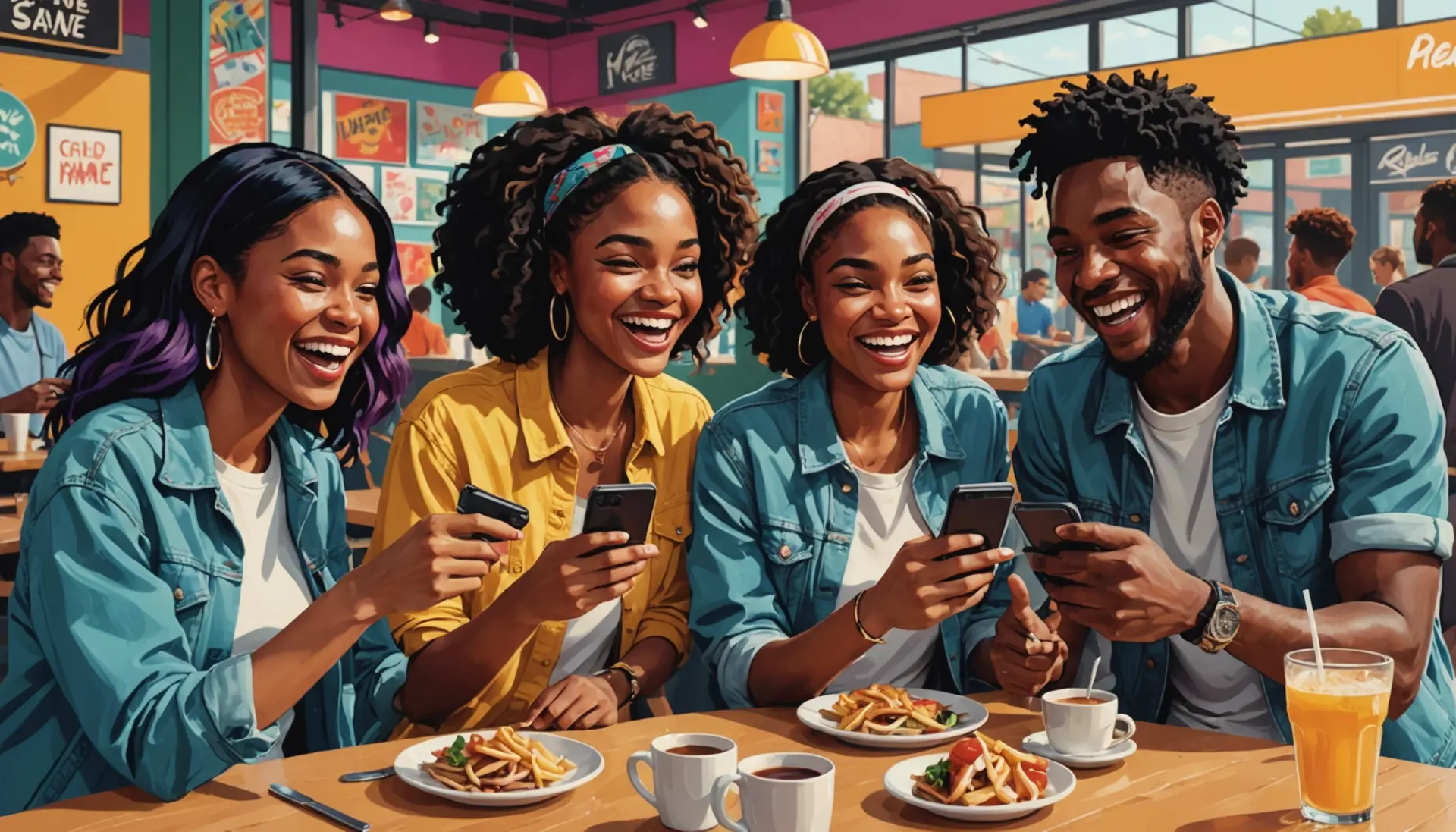Editorial illustration depicting the phrase robert meaning slang as a colorful street-culture scene