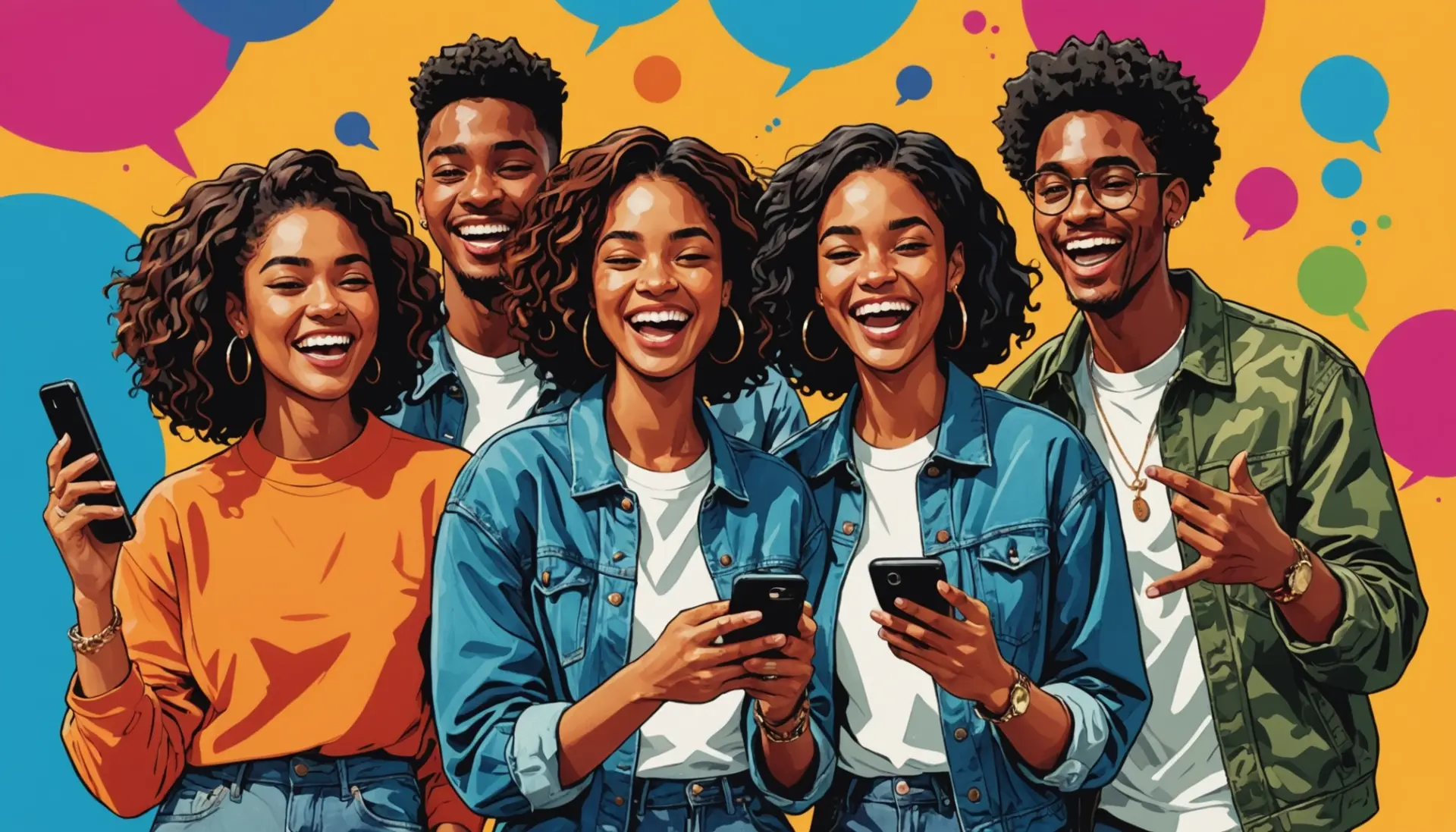 Editorial illustration showing teens reacting to texts about betrayal with the phrase crossed meaning slang