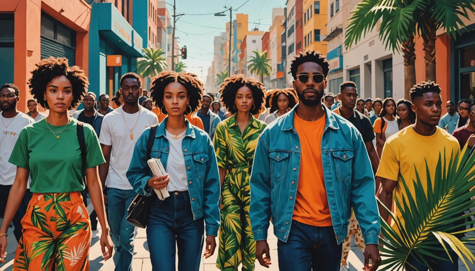 Illustration showing modern congregation with palms, titled 'what does palm sunday mean' scene