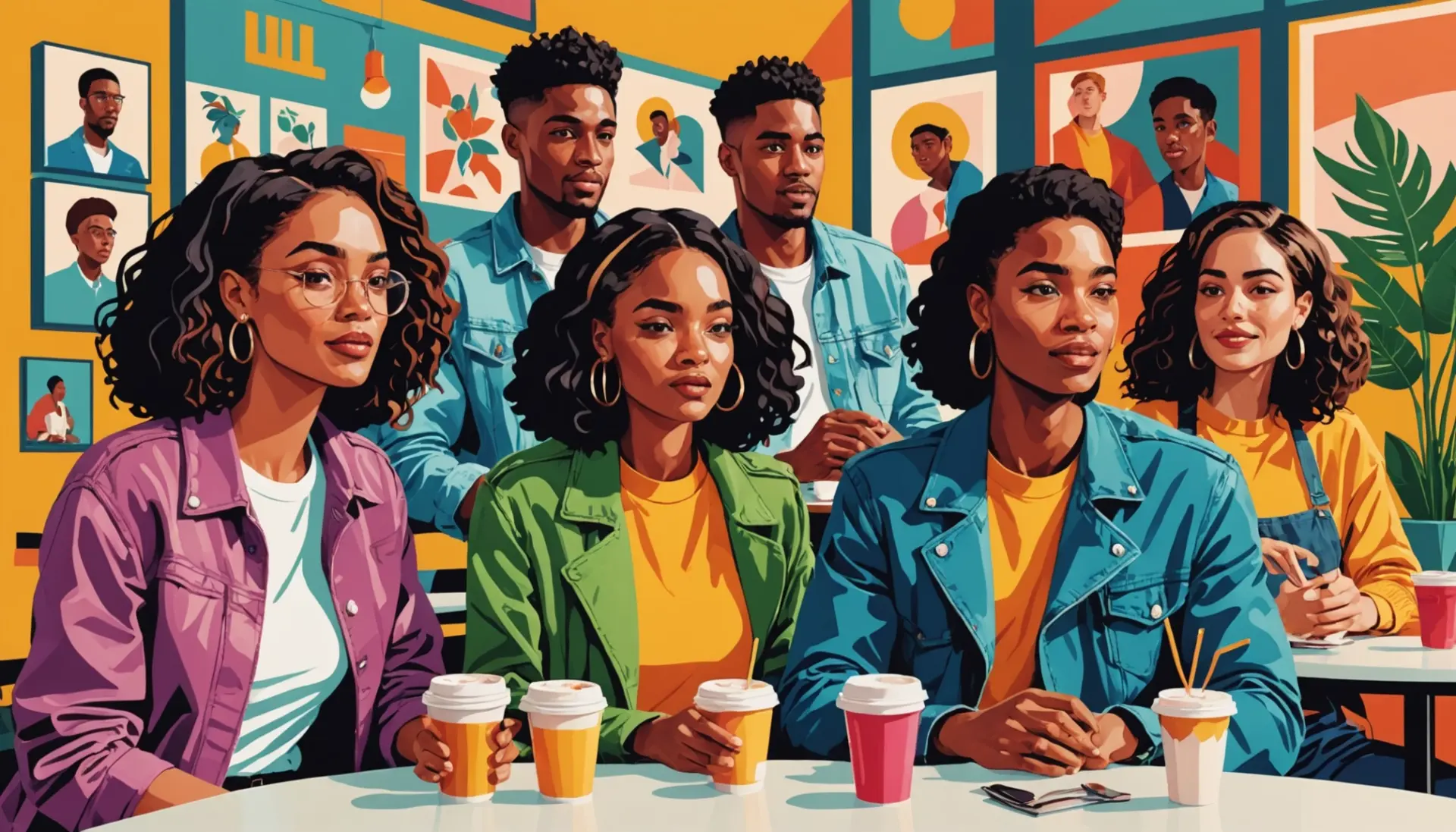 Editorial illustration showing a diverse group reacting to the phrase size queen slang meaning