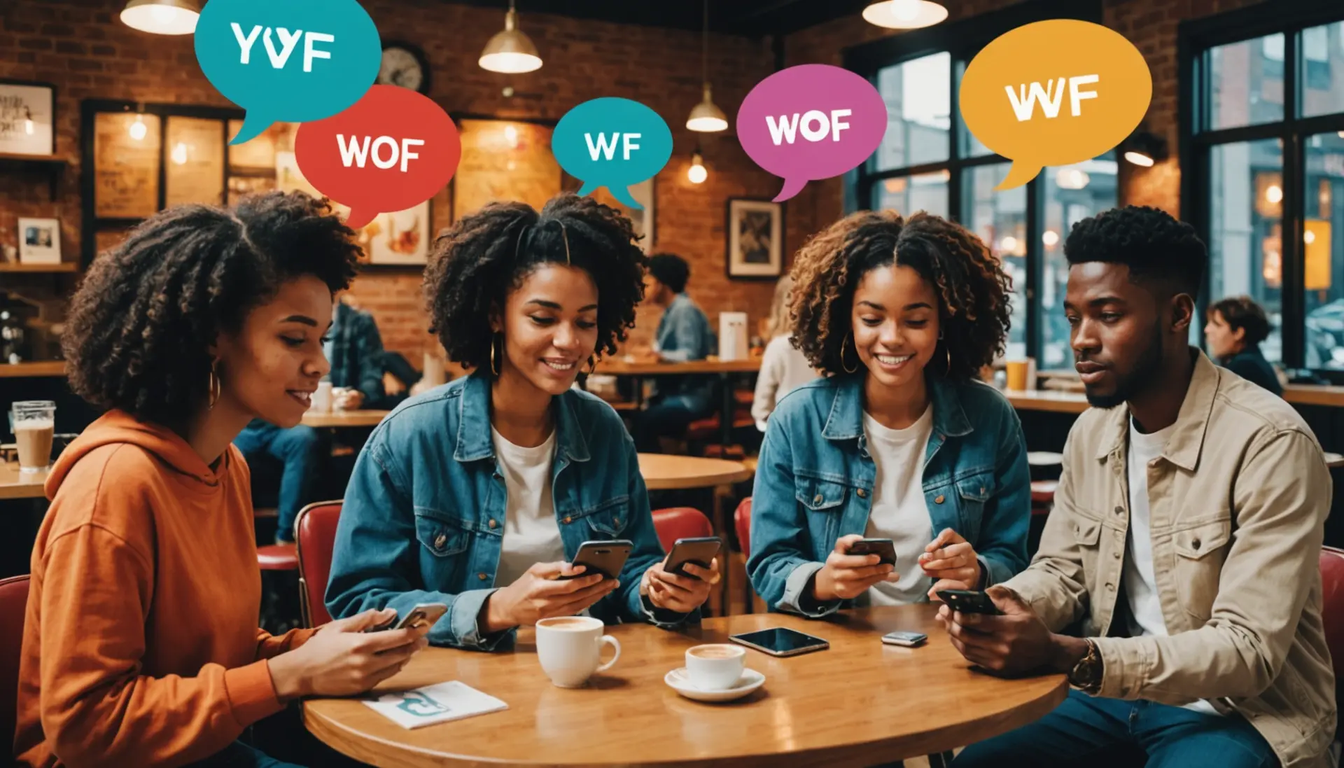 Editorial illustration showing people texting WYF, with 'wyf urban dictionary' context