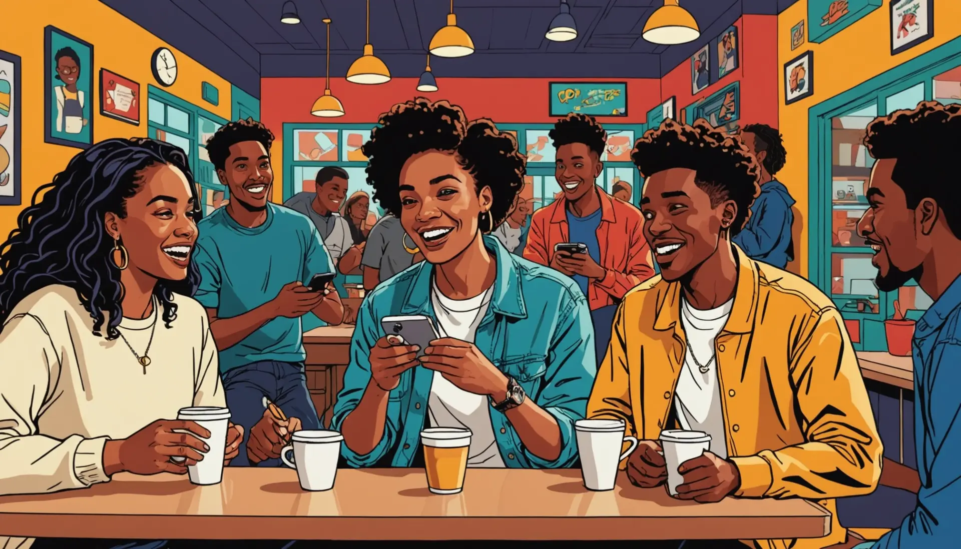 Editorial illustration reflecting stretch meaning slang with people reacting 'that's a stretch'