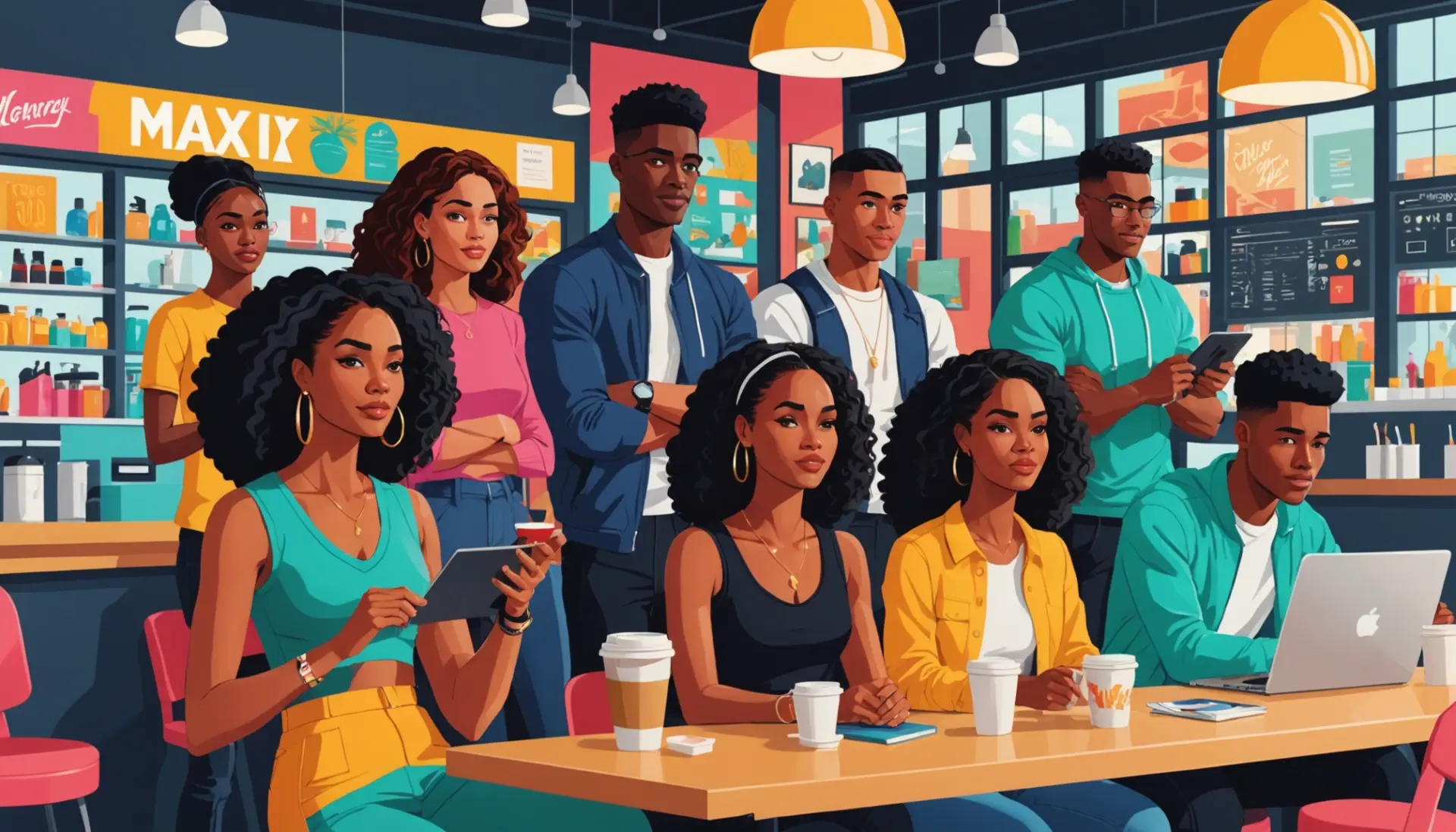 Editorial illustration of people maxxing with the phrase maxxing urban dictionary in context
