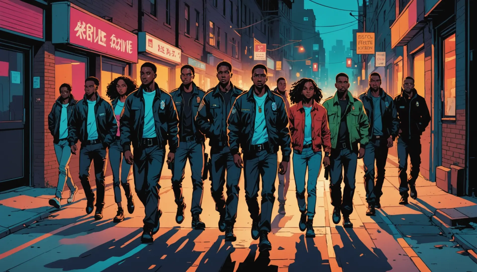 Illustration showing people moving away from a street while a police officer gives a dispersal order, with the phrase what does dispersal order mean implied