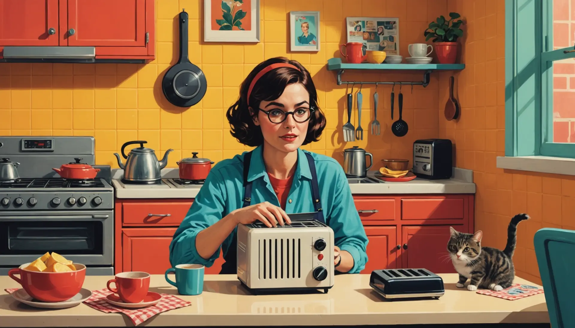 Editorial illustration showing people frustrated with a broken appliance, featuring the phrase fritz definition slang in concept