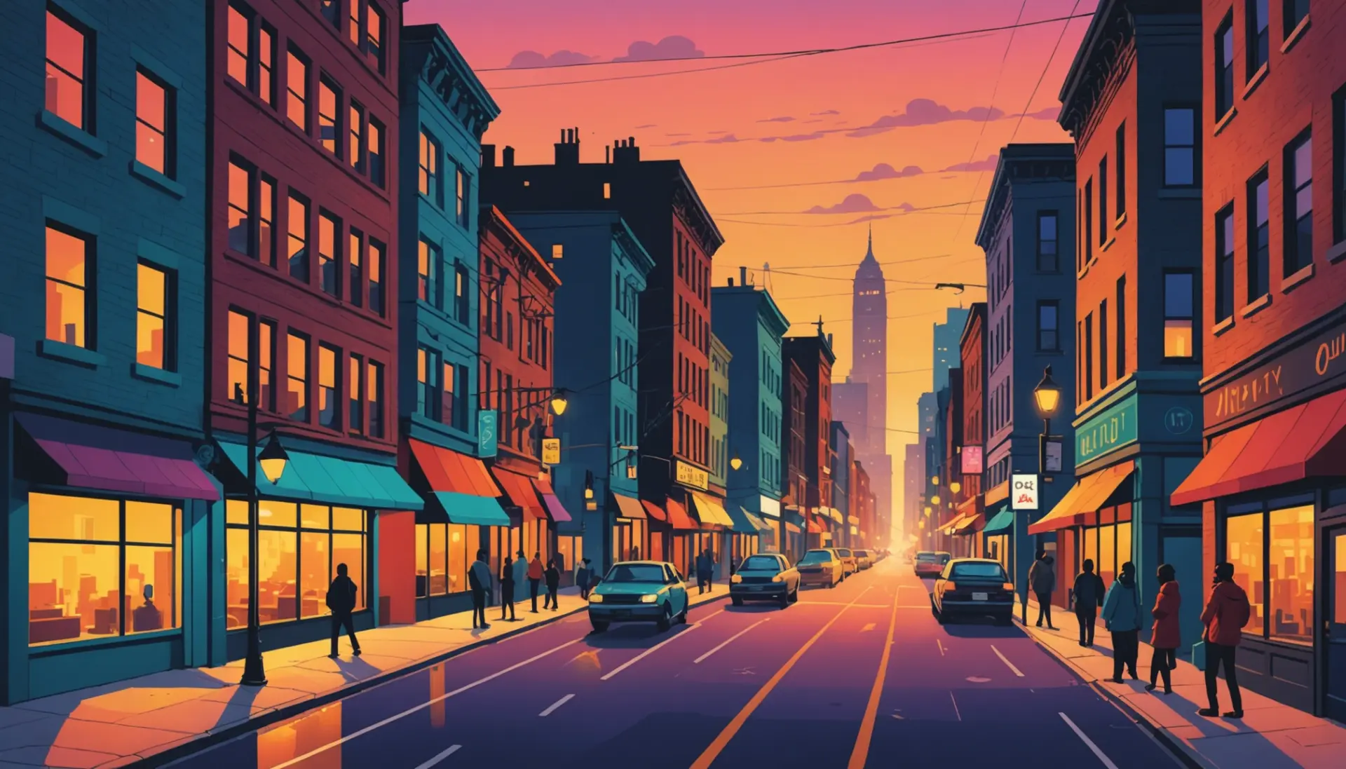 Illustration showing the phrase what does personification mean with a city and objects given human features