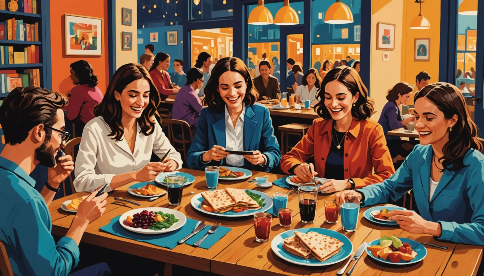 Editorial illustration showing young people discussing 'what does passover mean' with split imagery referencing the holiday and slang usage