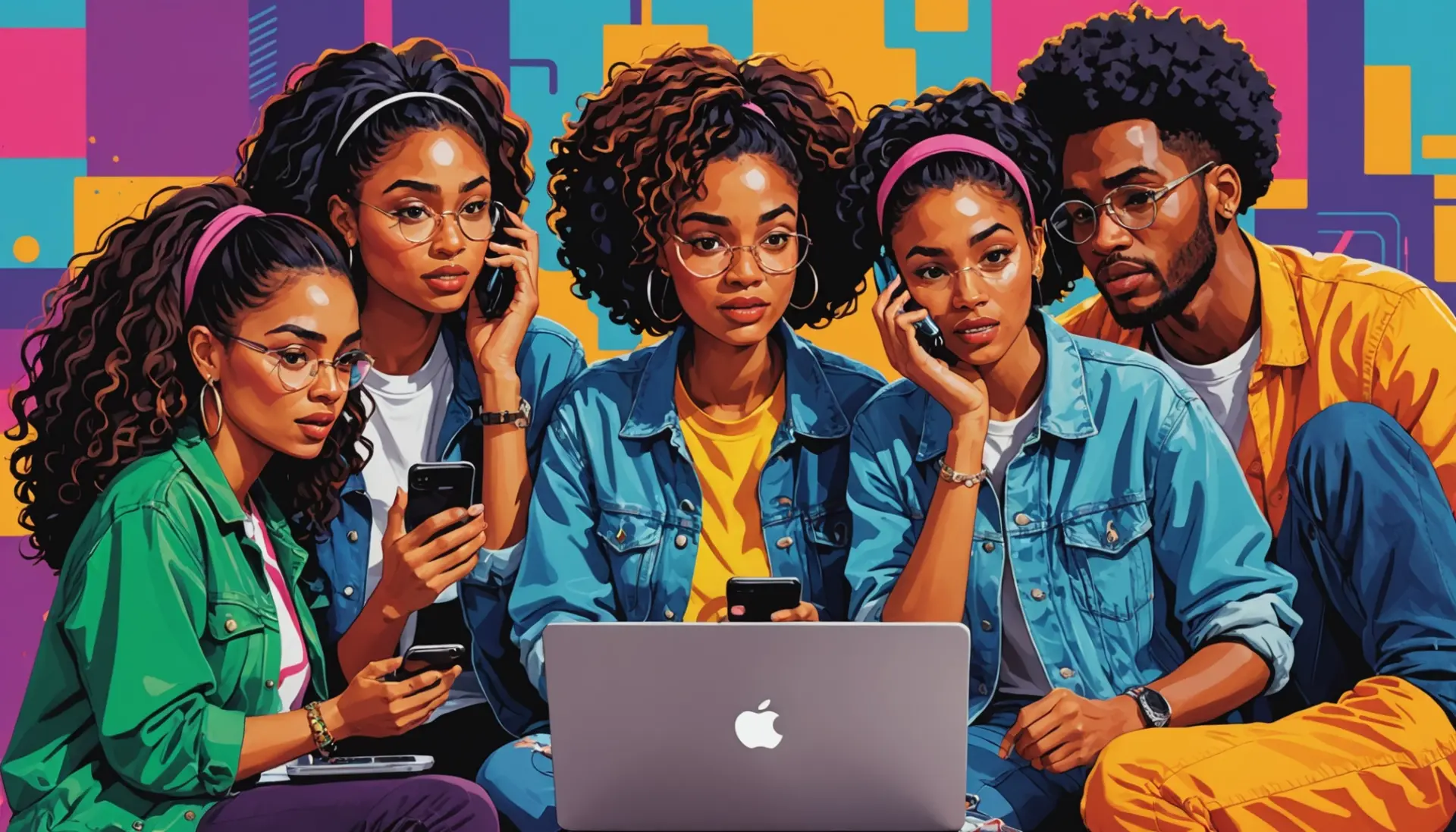 Editorial illustration showing people reacting to slang, with the phrase citpd urban dictionary implied in context