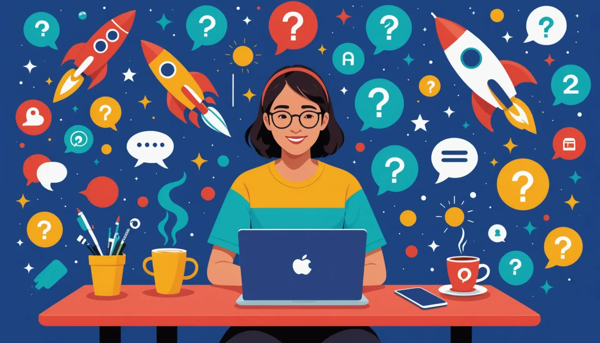 Editorial illustration representing the question what does nasa mean with playful space and meme motifs