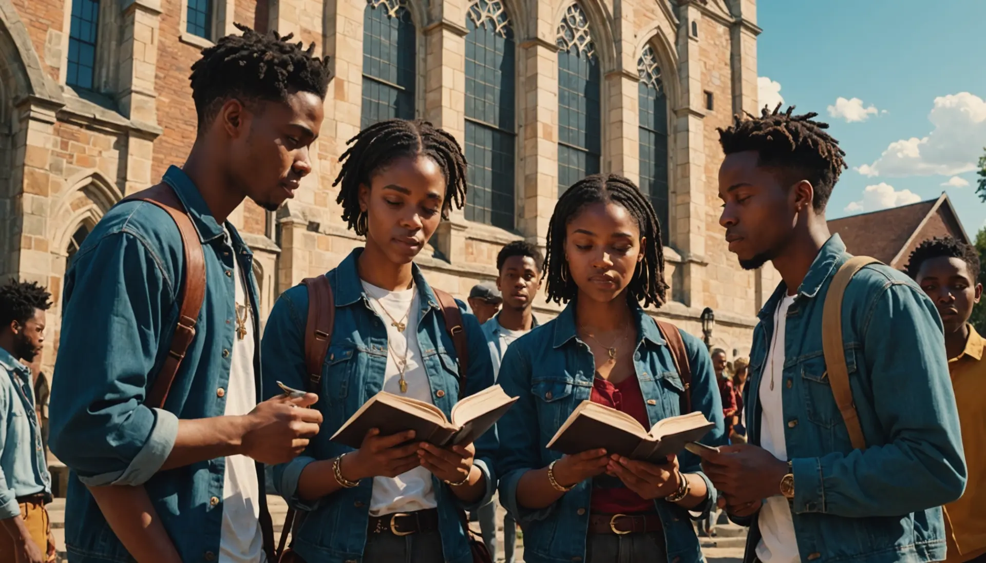 Illustration showing people discussing what does maundy mean during Maundy Thursday