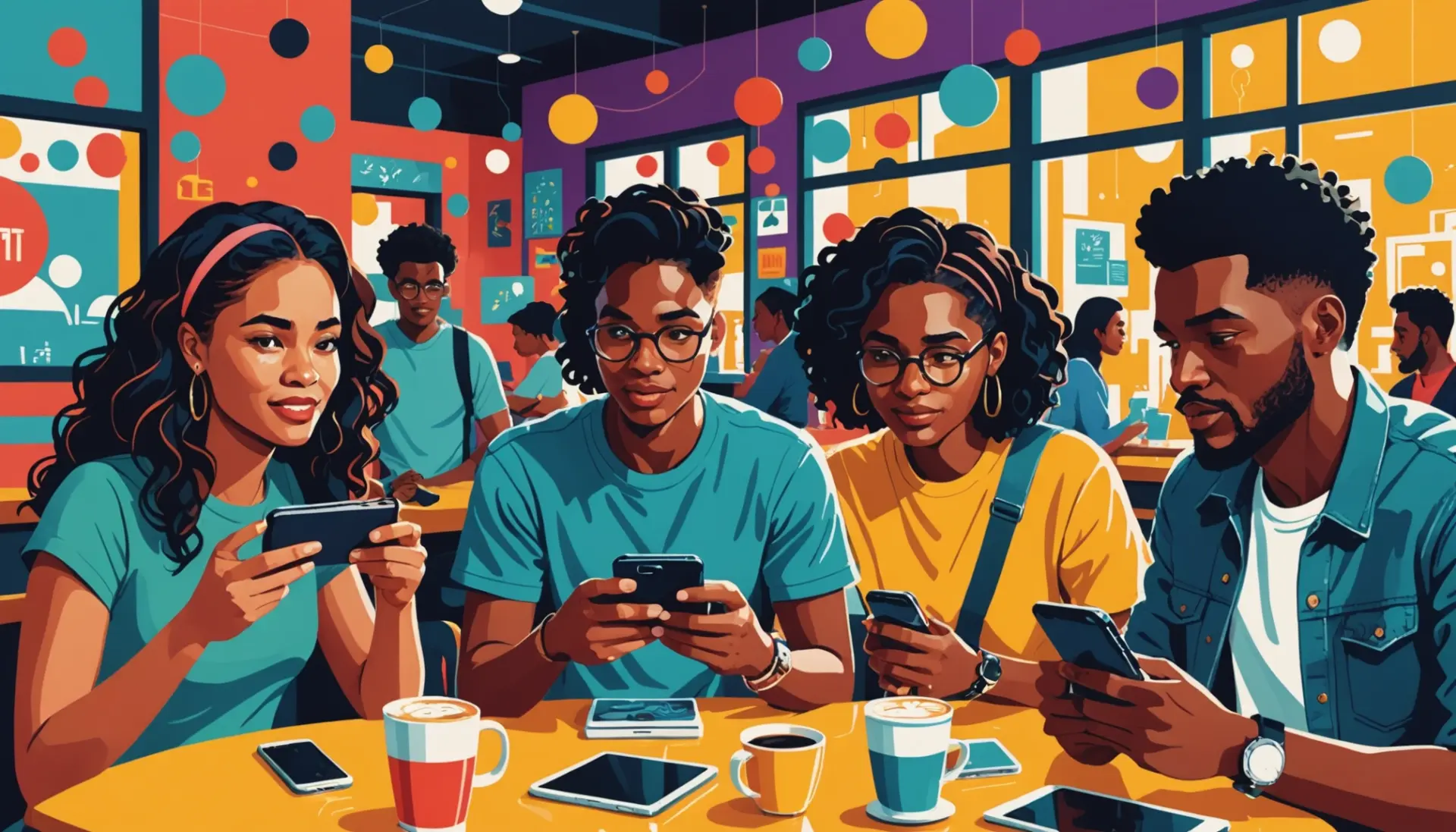 Illustration showing people reacting to 'what does limited reach mean on snapchat' with phones and notifications