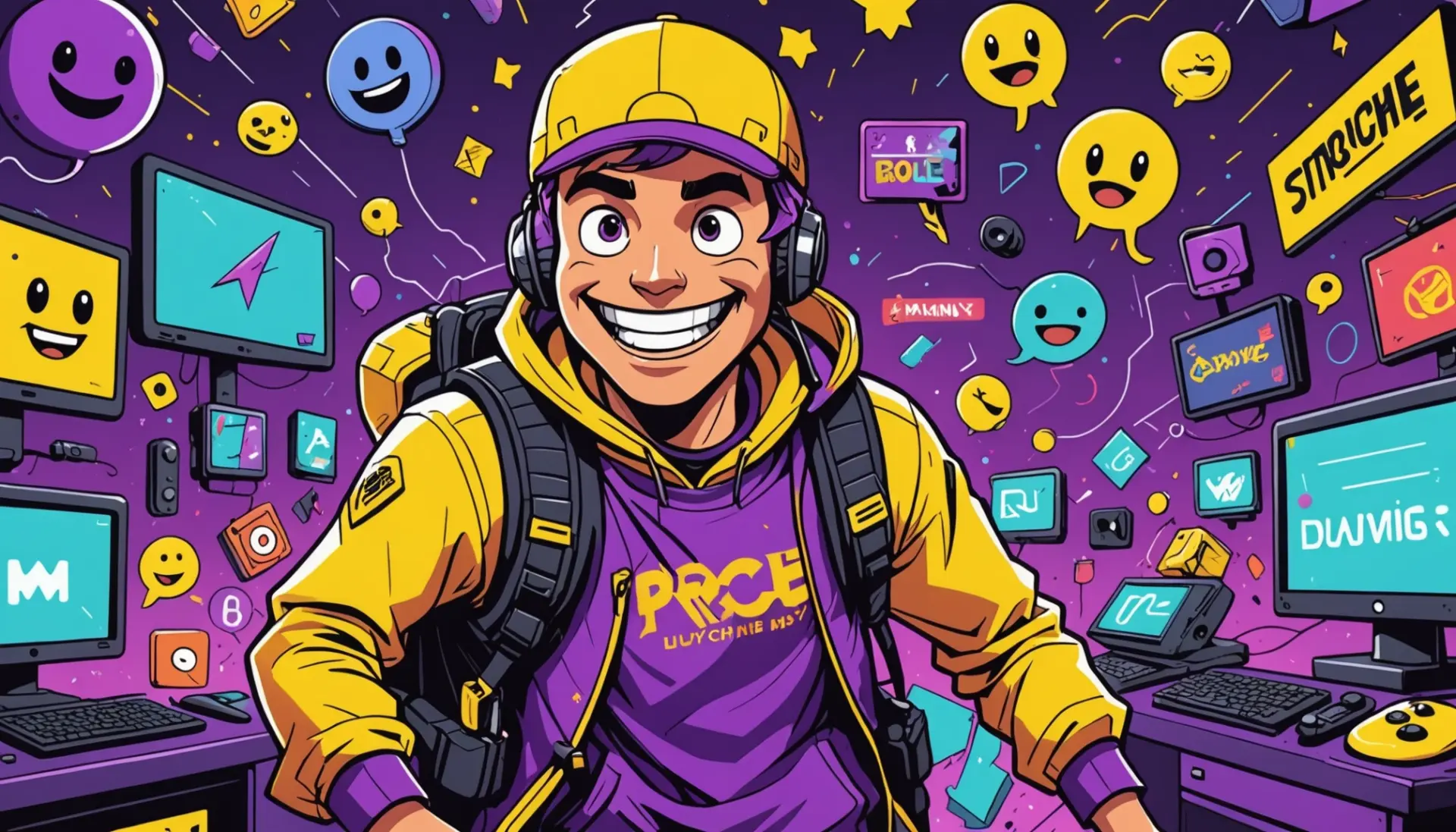 Editorial illustration of chaotic Wario-inspired character, representing wario urban dictionary