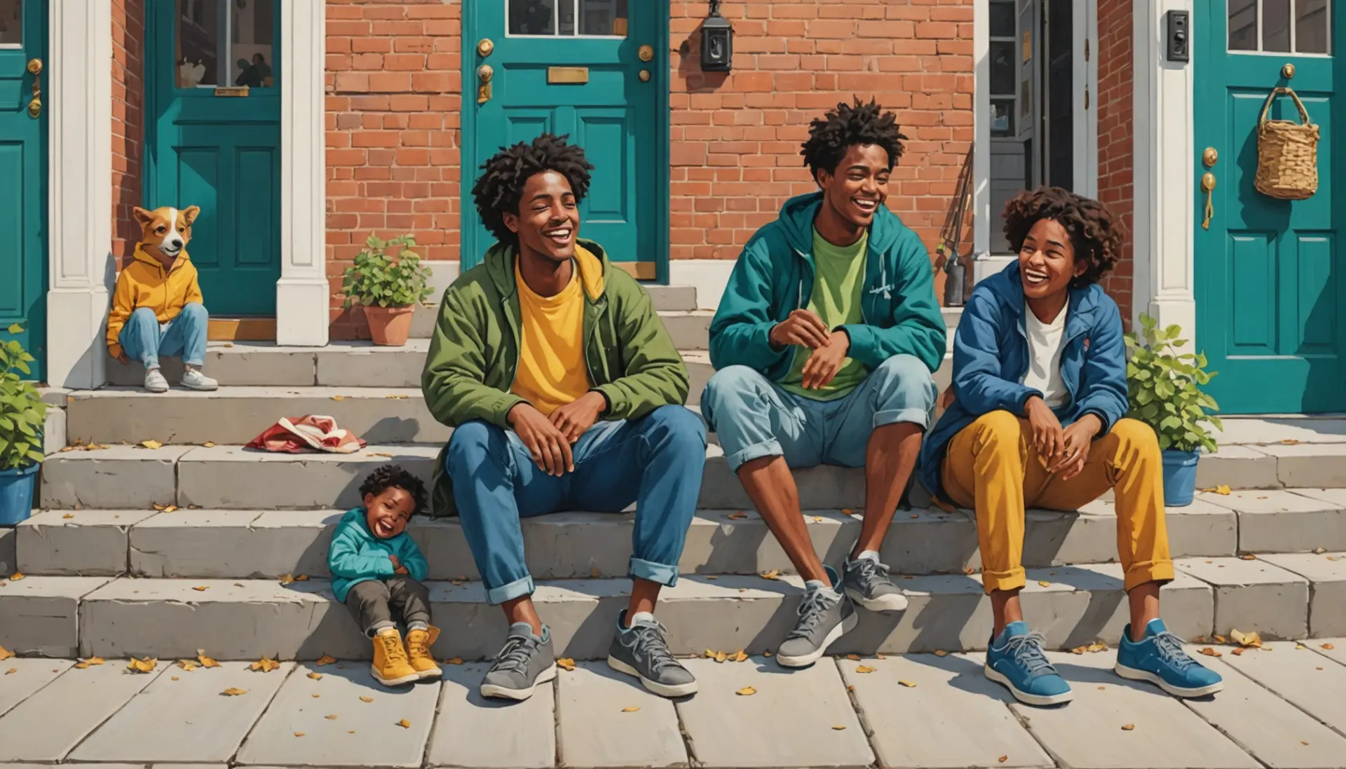 Editorial illustration showing people using phrase dogs meaning slang in different contexts