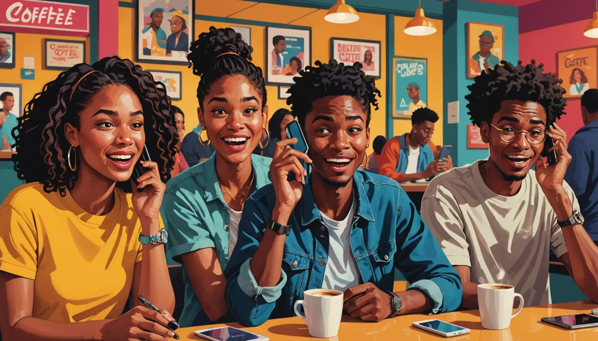 Editorial illustration showing people reacting to slang, titled 'what does nut mean in slang' depicted in scene