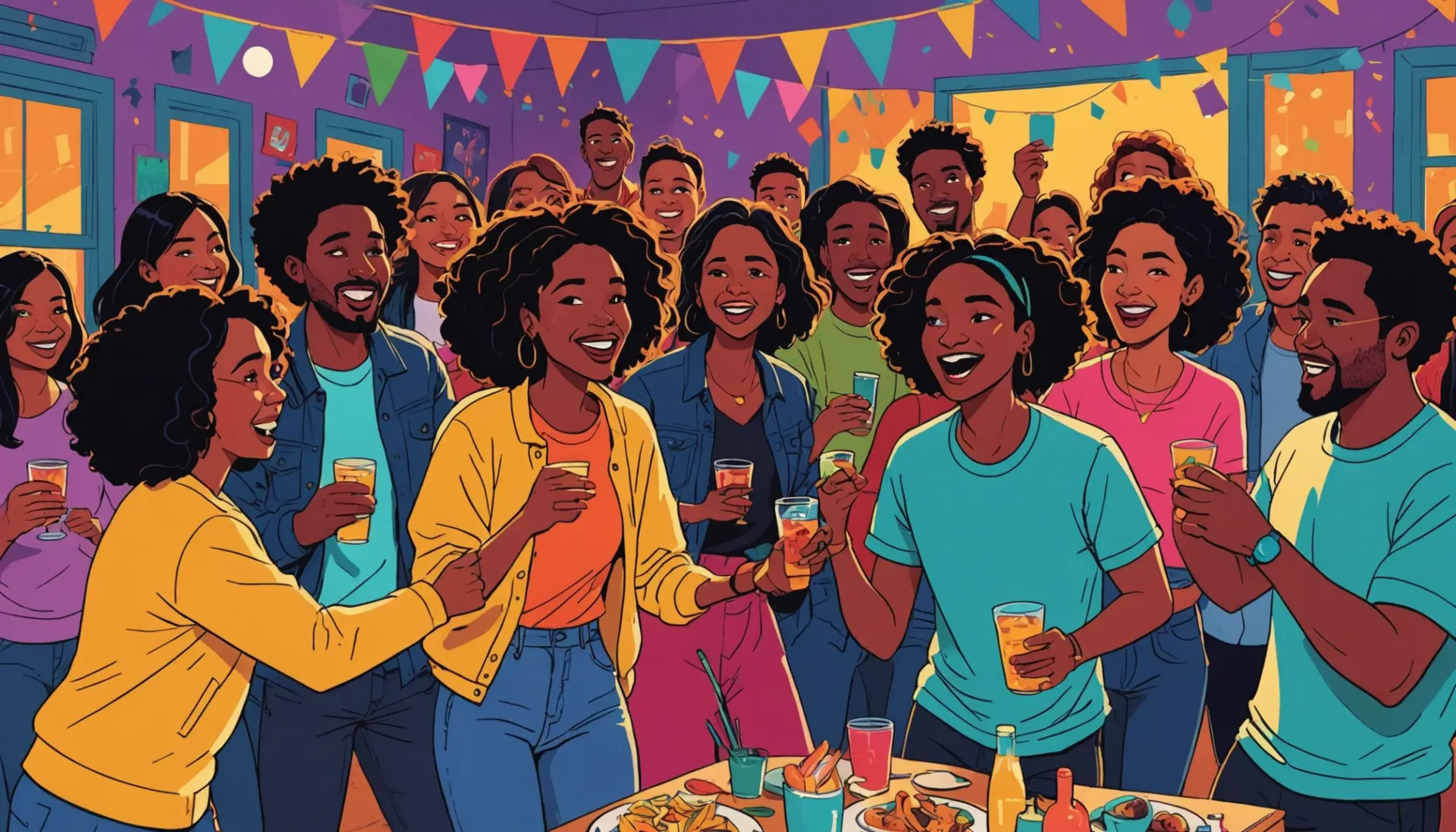 Illustration showing a chaotic party scene with a character labeled Carl looking disheveled, representing what does carl's a mess mean