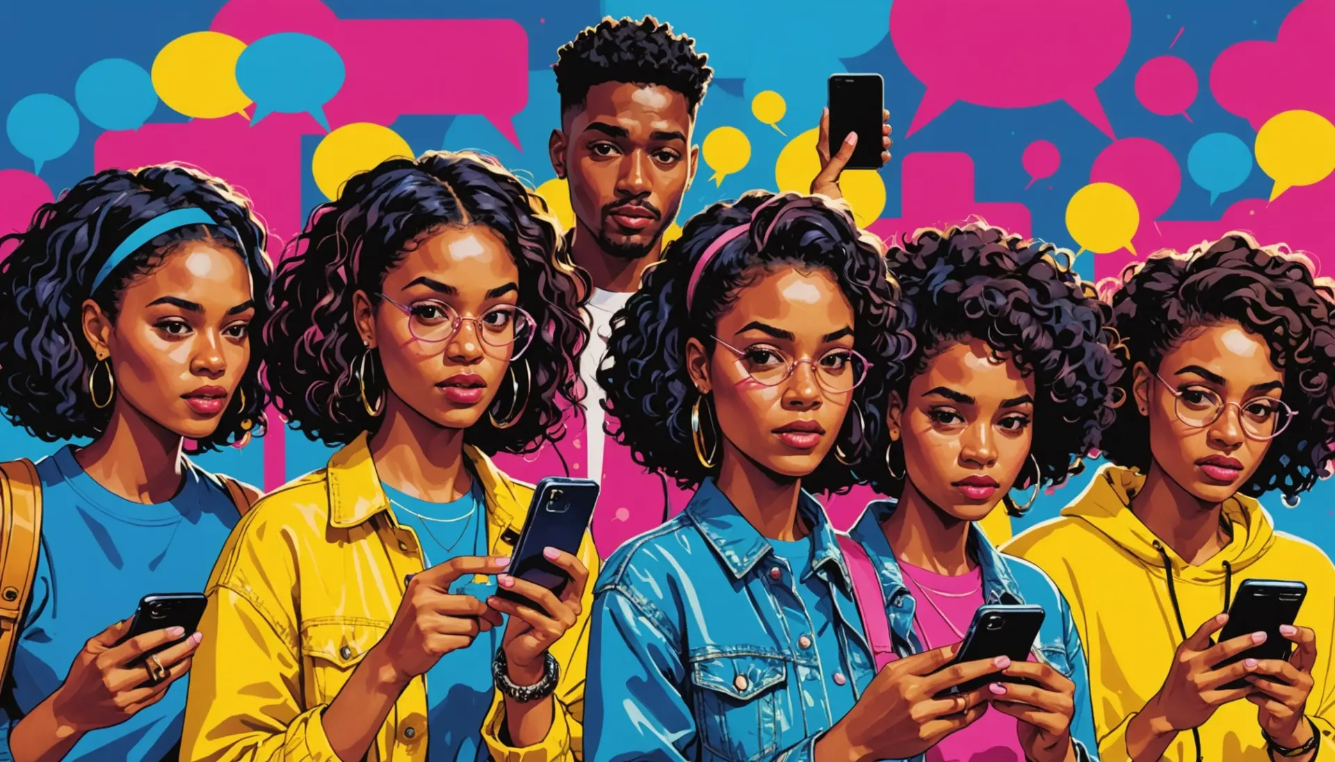 Editorial illustration about fif urban dictionary showing people reacting to slang on phones