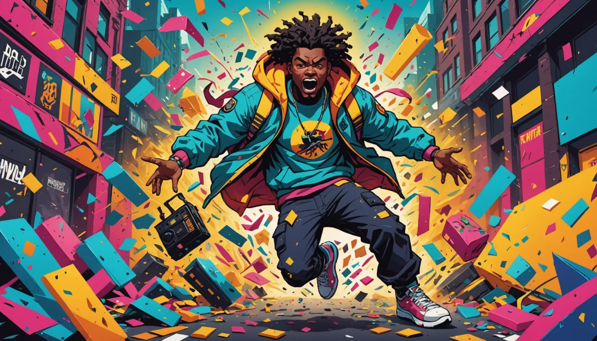 Editorial illustration of a chaotic character representing wario meaning slang