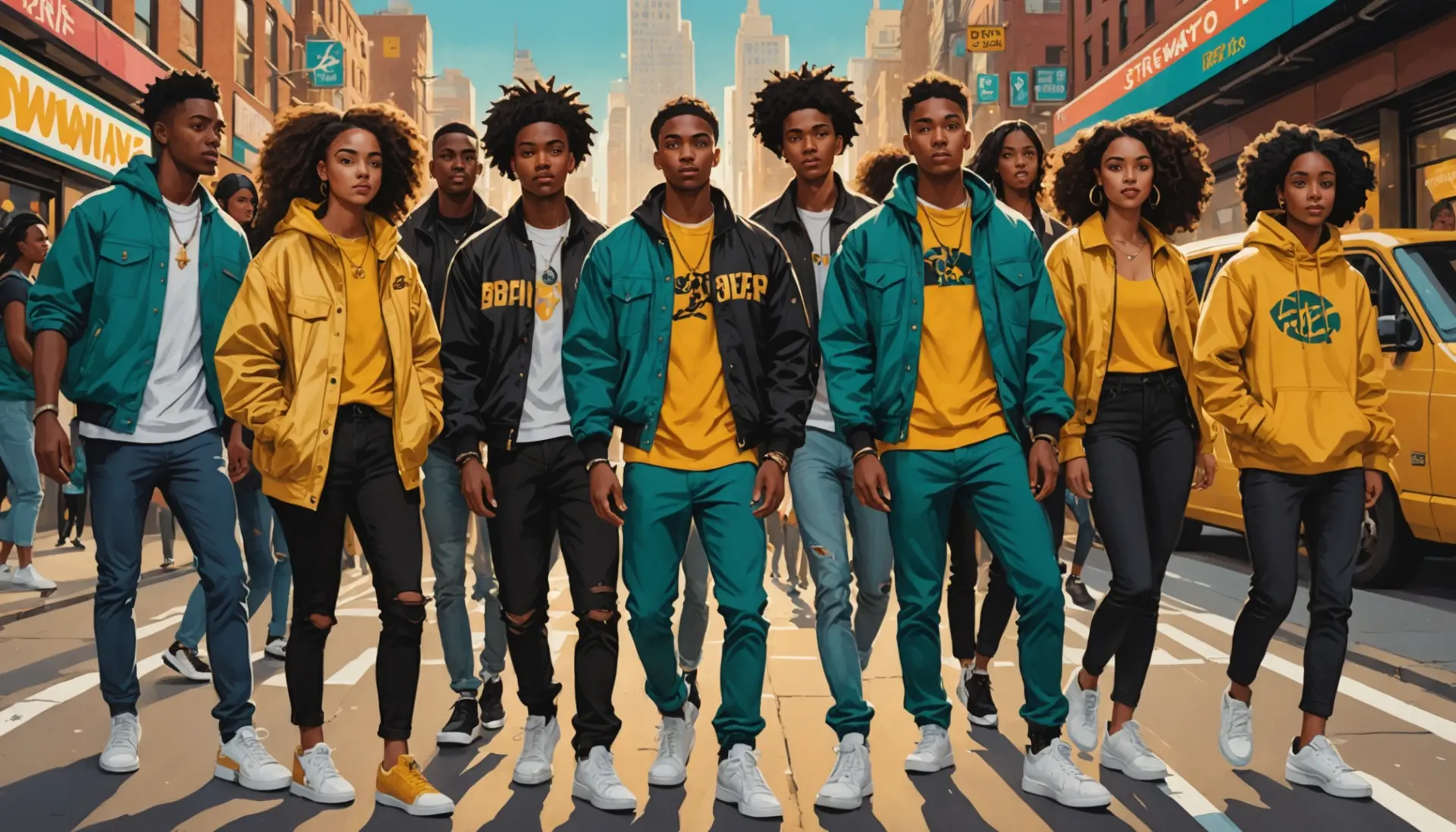 Editorial illustration of diverse people highlighting the phrase yellowbone meaning slang