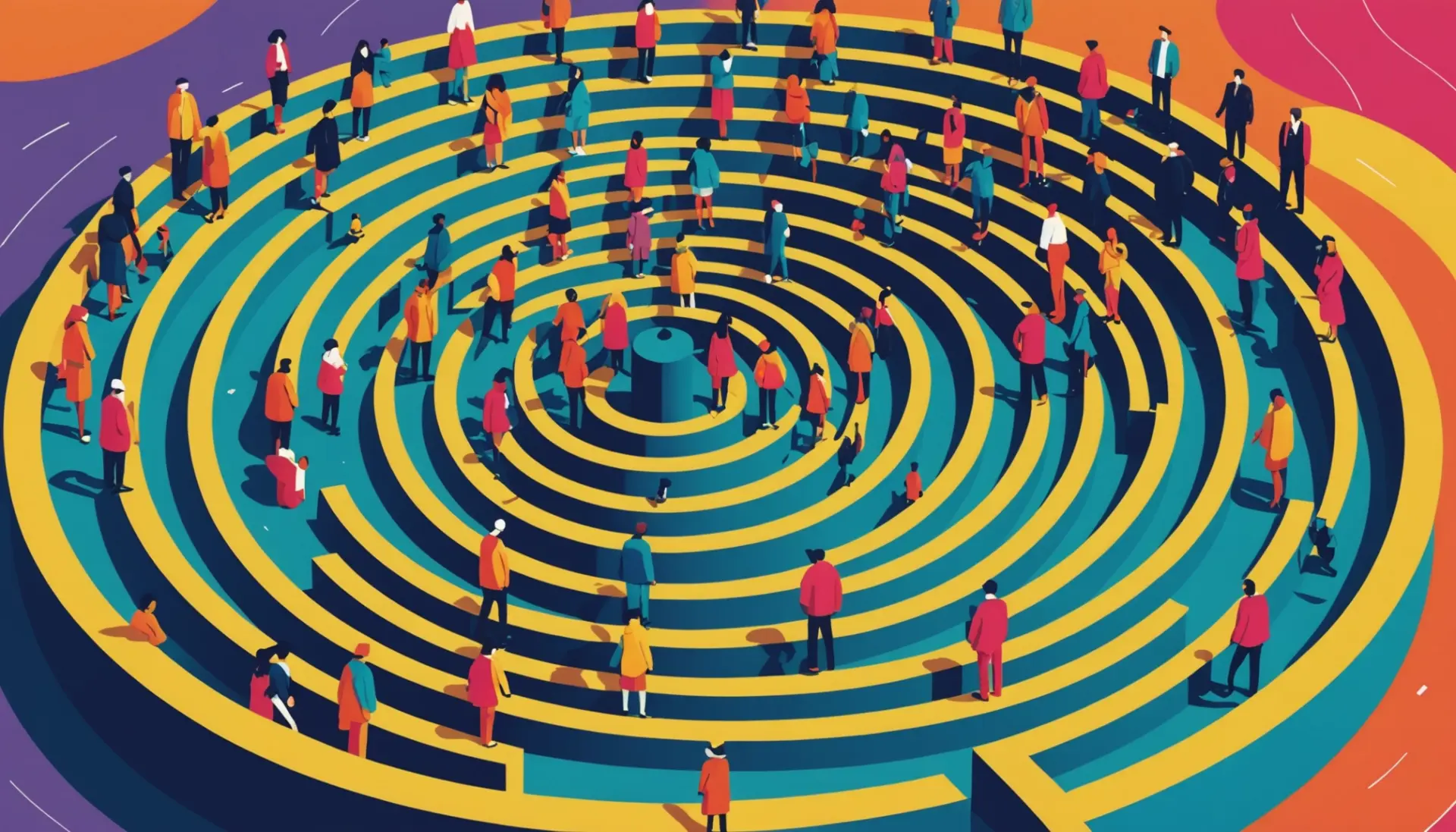 Editorial illustration showing the phrase what does googol mean with giant numbers and tiny people, playful math vibe