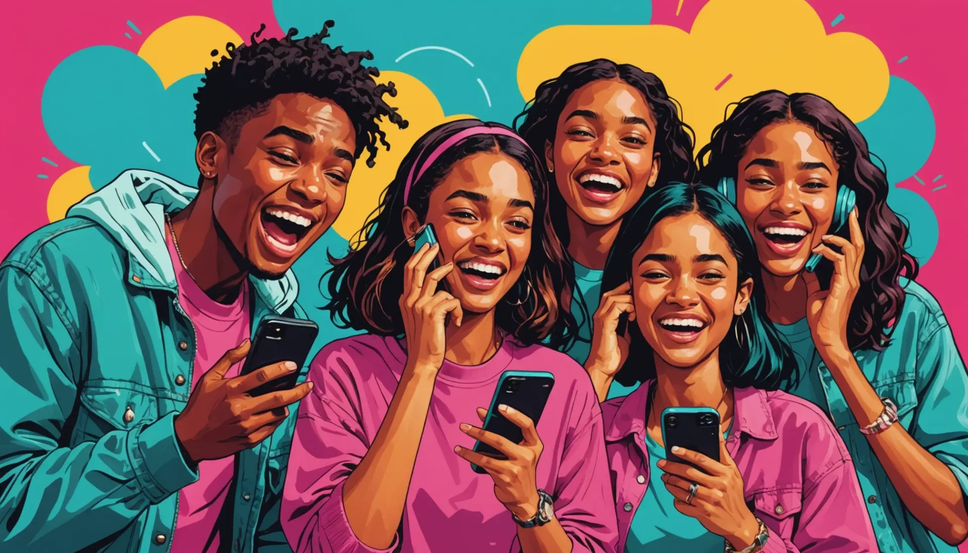 Editorial illustration of people reacting to the phrase goonin urban dictionary with expressive faces