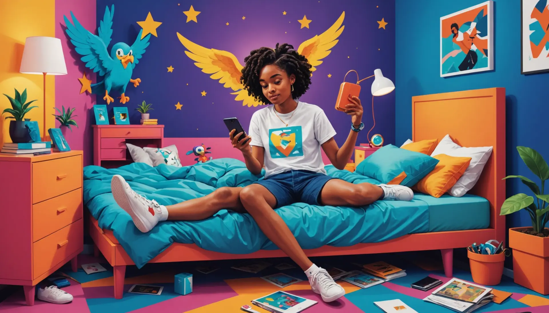 Editorial illustration showing a playful bedroom scene hinting at the starfish slang meaning